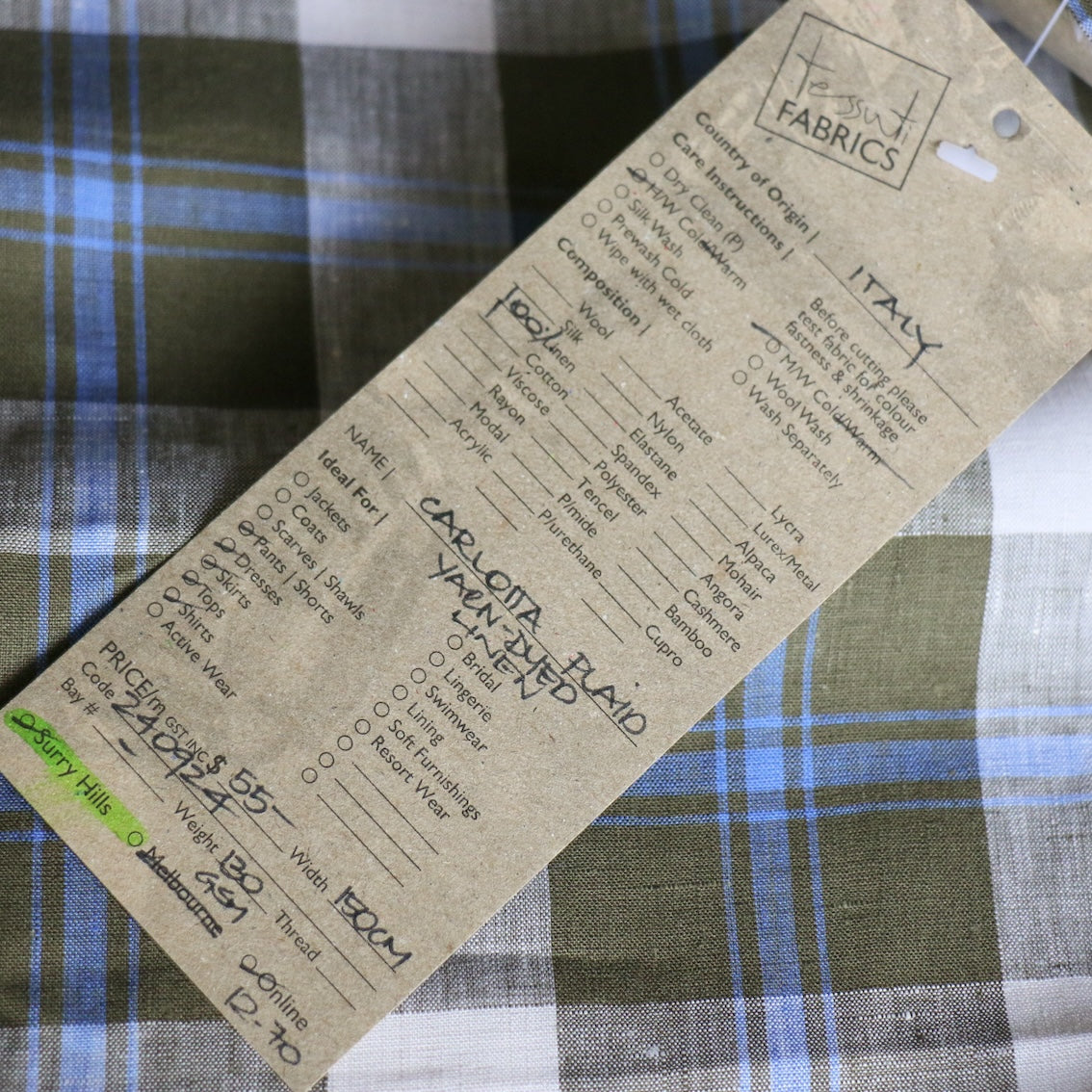Carlotta Plaid Yarn Dyed Linen Fabric - Soft & Durable 100% Linen Material for Clothing, Home Decor & DIY Crafts - Perfect for Dresses, Curtains & Table Runners