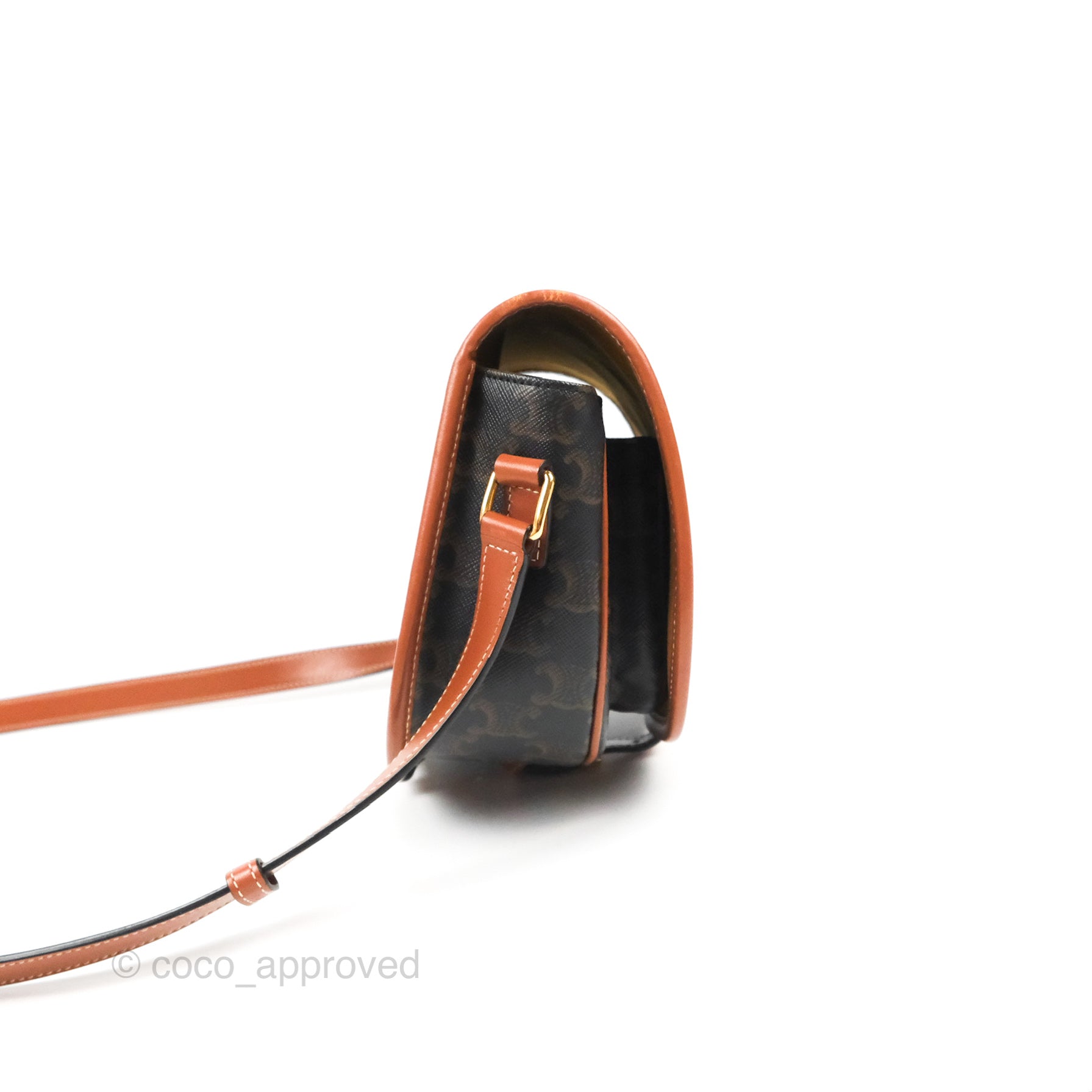 Celine Medium Triomphe Canvas Folco Bag in Tan - Luxury Crossbody Handbag for Women, Perfect for Work, Travel & Everyday Use