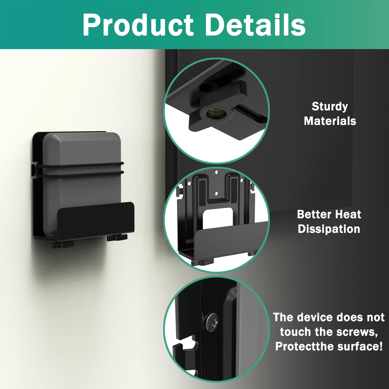 Adjustable Wall Mount for Cable Box, Modem, DVD Player, PS3, PS4 & Xbox One S - Universal Holder for Small & Wide Devices - Perfect for Home Theater & Gaming Setup