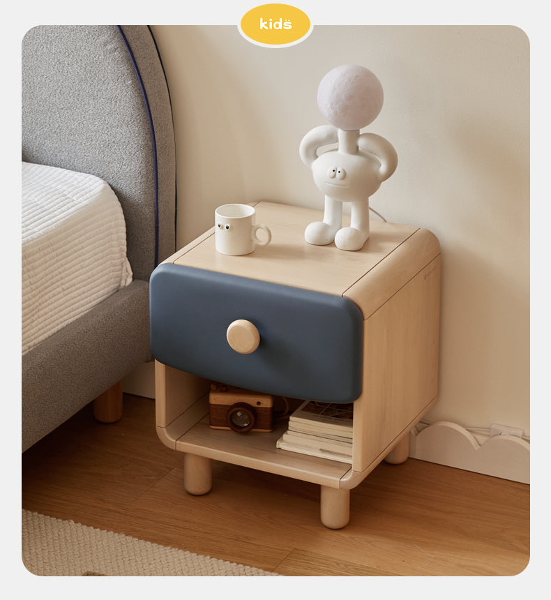 Solid Wood Kids Nightstand - Birch & Poplar Modern Bedside Table for Children's Room - Perfect for Bedrooms, Nurseries & Playrooms