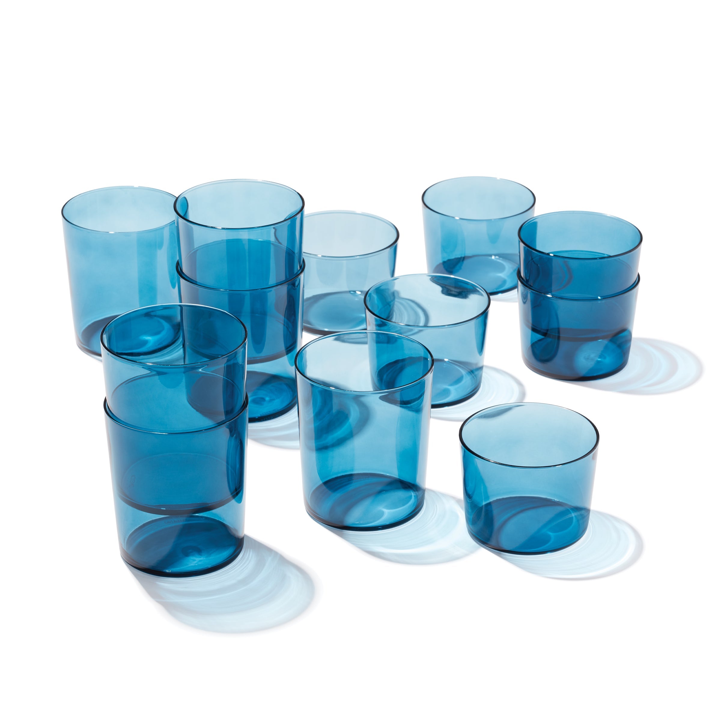 Premium Stackable Blue Short & Tall Glasses Set - 12-Piece Durable Drinkware for Everyday Use, Parties & Entertaining - BPA-Free Dishwasher Safe Glassware
