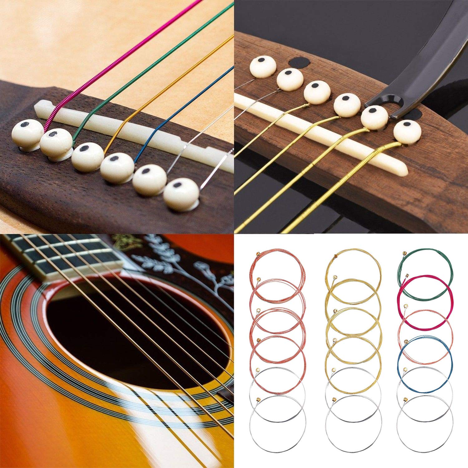 Best Acoustic Guitar Strings Set - 6 String Replacement Kit with Winder, Cutter, Finger Picks & Capo | Music Accessories for Beginners | Perfect for Tuning, Repair & Practice Sessions