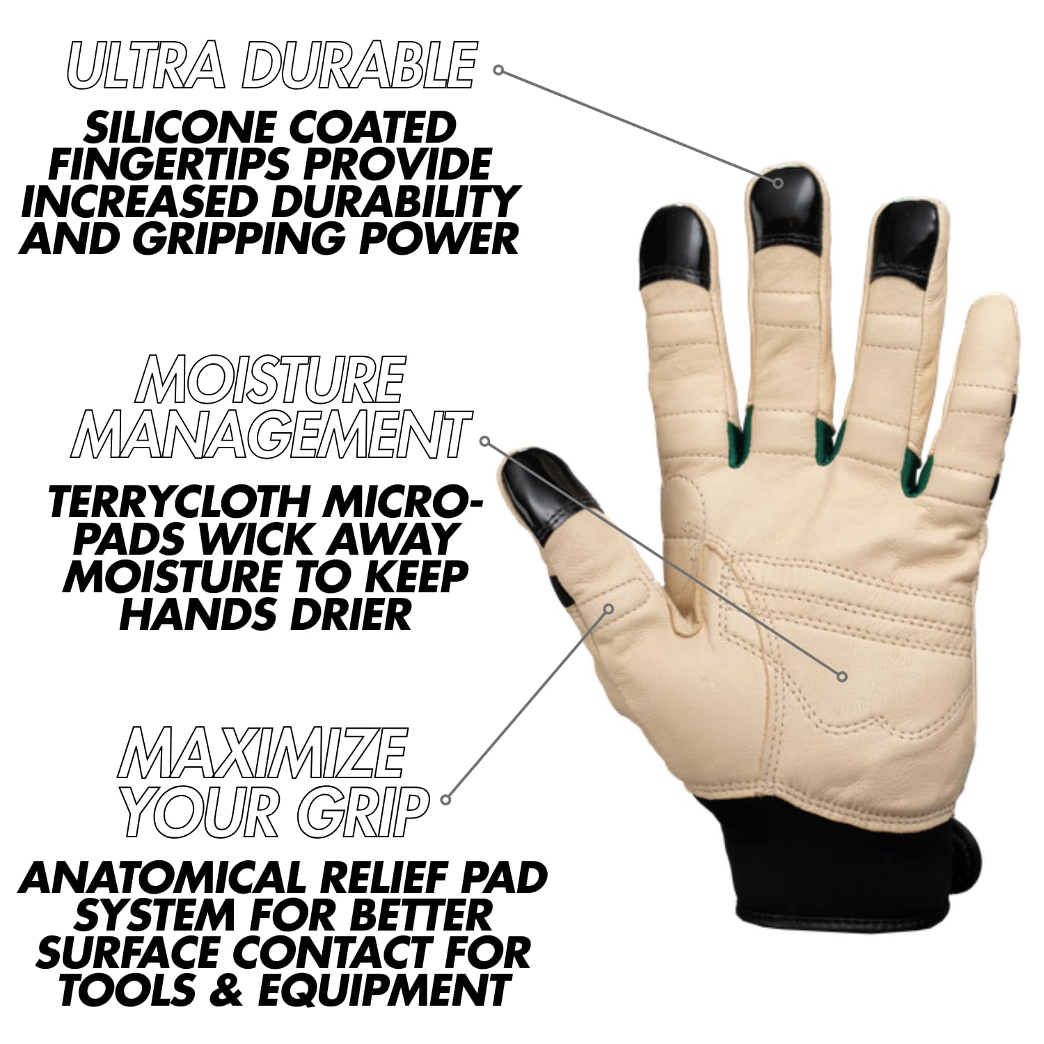 Bionic ReliefGrip Premium Leather Gardening Gloves for Men & Women - Thorn Proof, Durable, Comfortable for Planting, Weeding, Landscaping & Outdoor Work