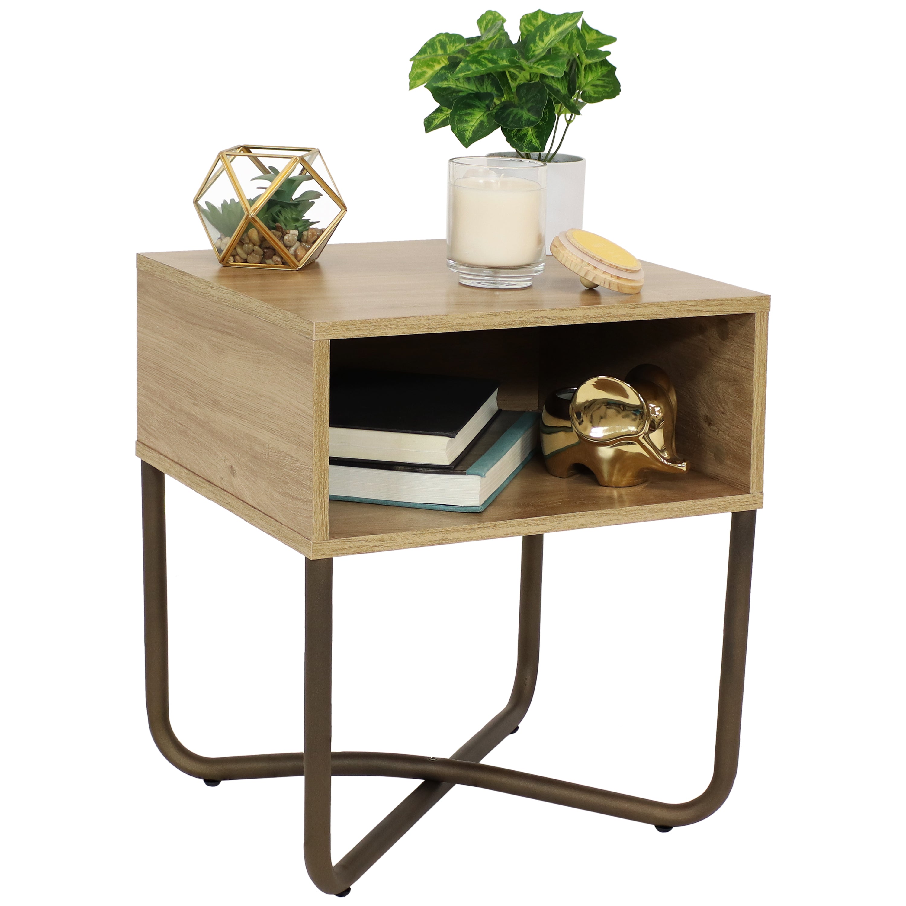 Industrial Nightstand with Open Shelf - 19.75