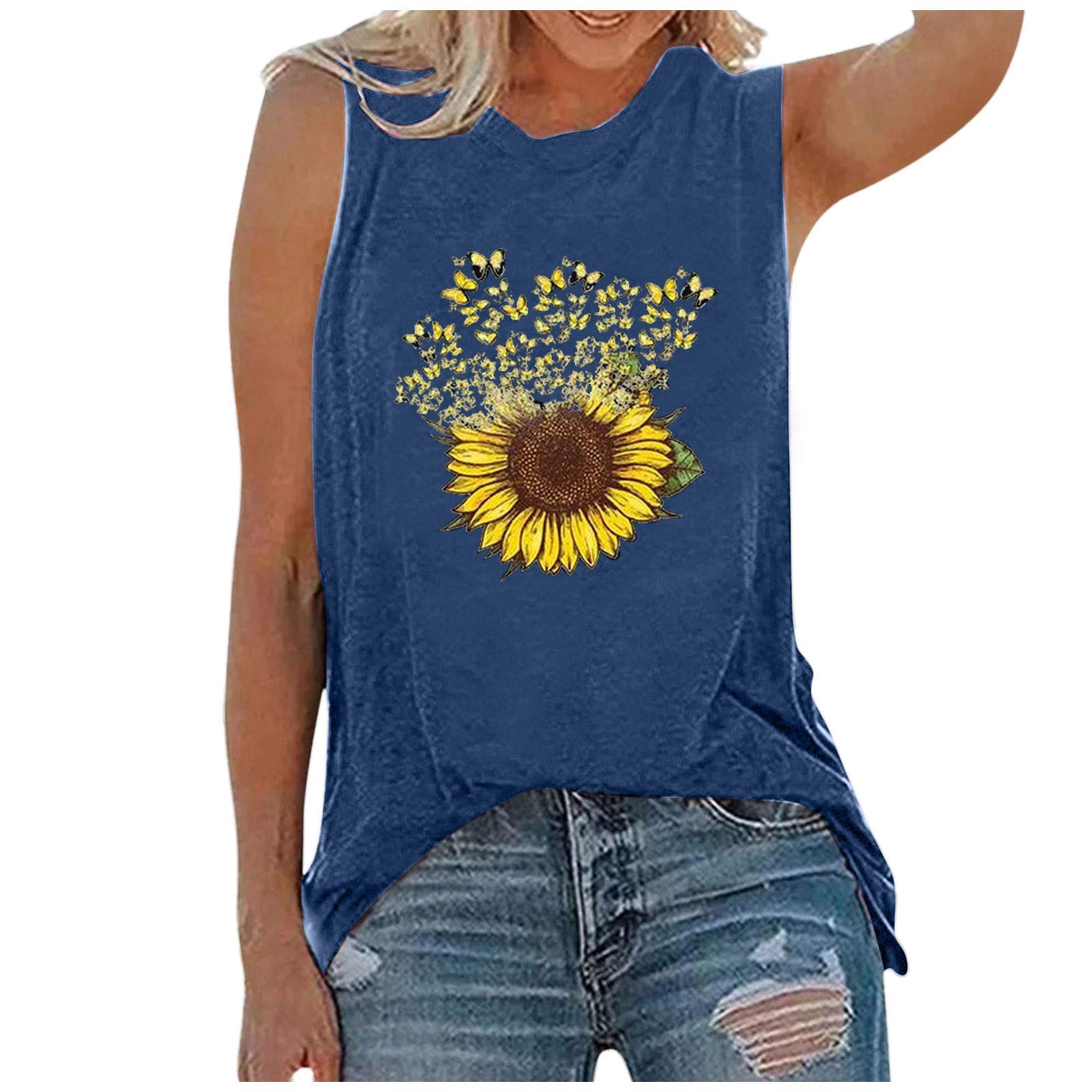 FMCHICO Women's Summer Sleeveless Loose Tunic Tank Tops - Casual Blouse Shirts for Beach, Yoga, and Everyday Wear