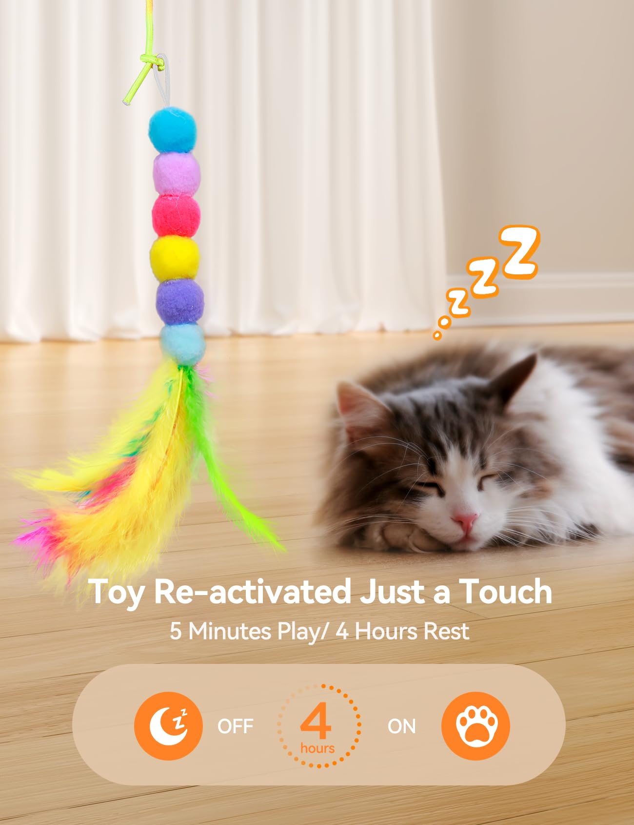 Interactive LED Cat Toys with Bells - 8 PCS Feather & Mouse Teaser Refills for Indoor Cats - Hanging Kitten Exercise Toys for Adult Cats - Perfect for Playtime & Boredom Relief (Silver)