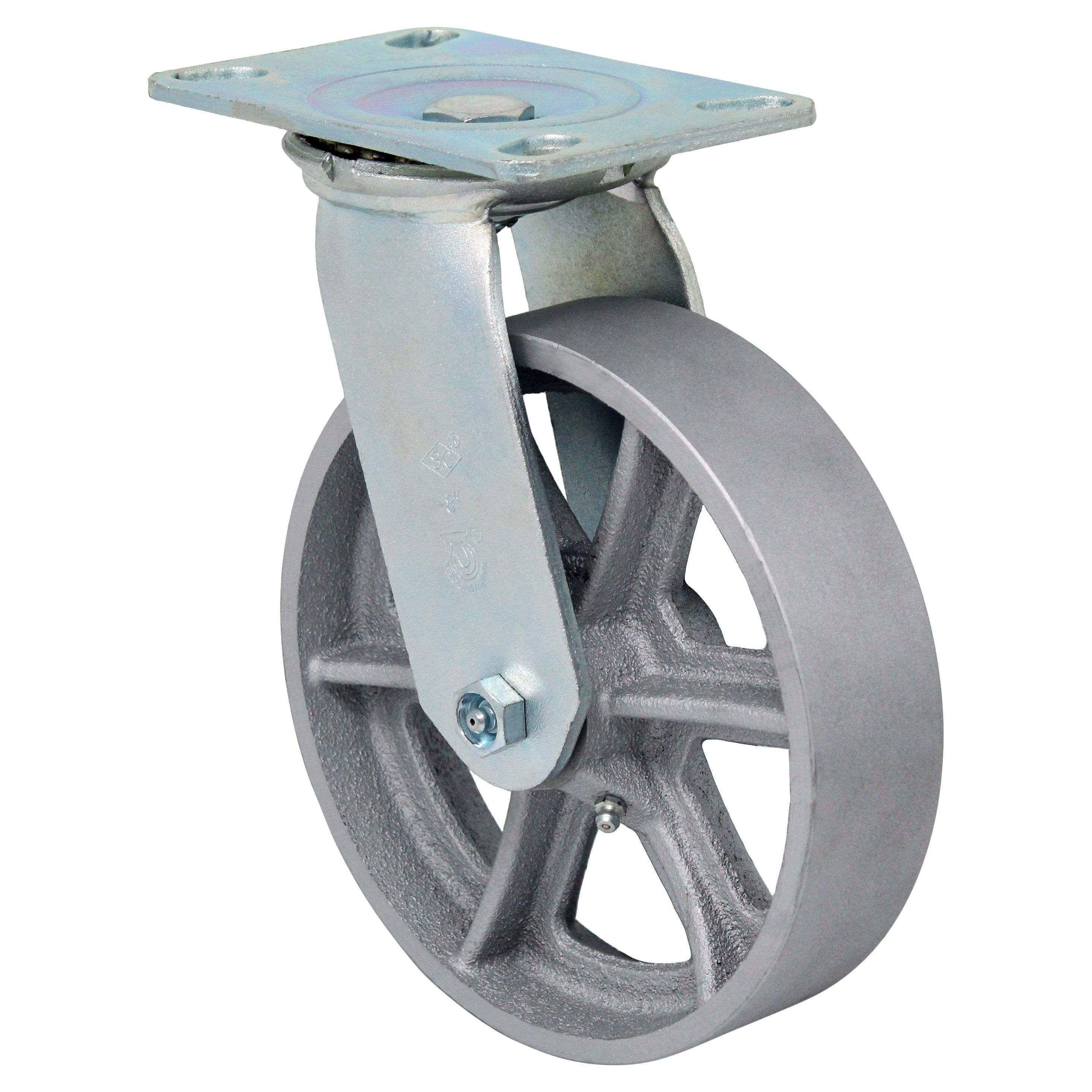Heavy Duty 8 x 2 Inch Semi Steel Swivel Caster Wheels - 1400 lbs Capacity - Ideal for Industrial Carts, Workbenches, and Warehouse Equipment
