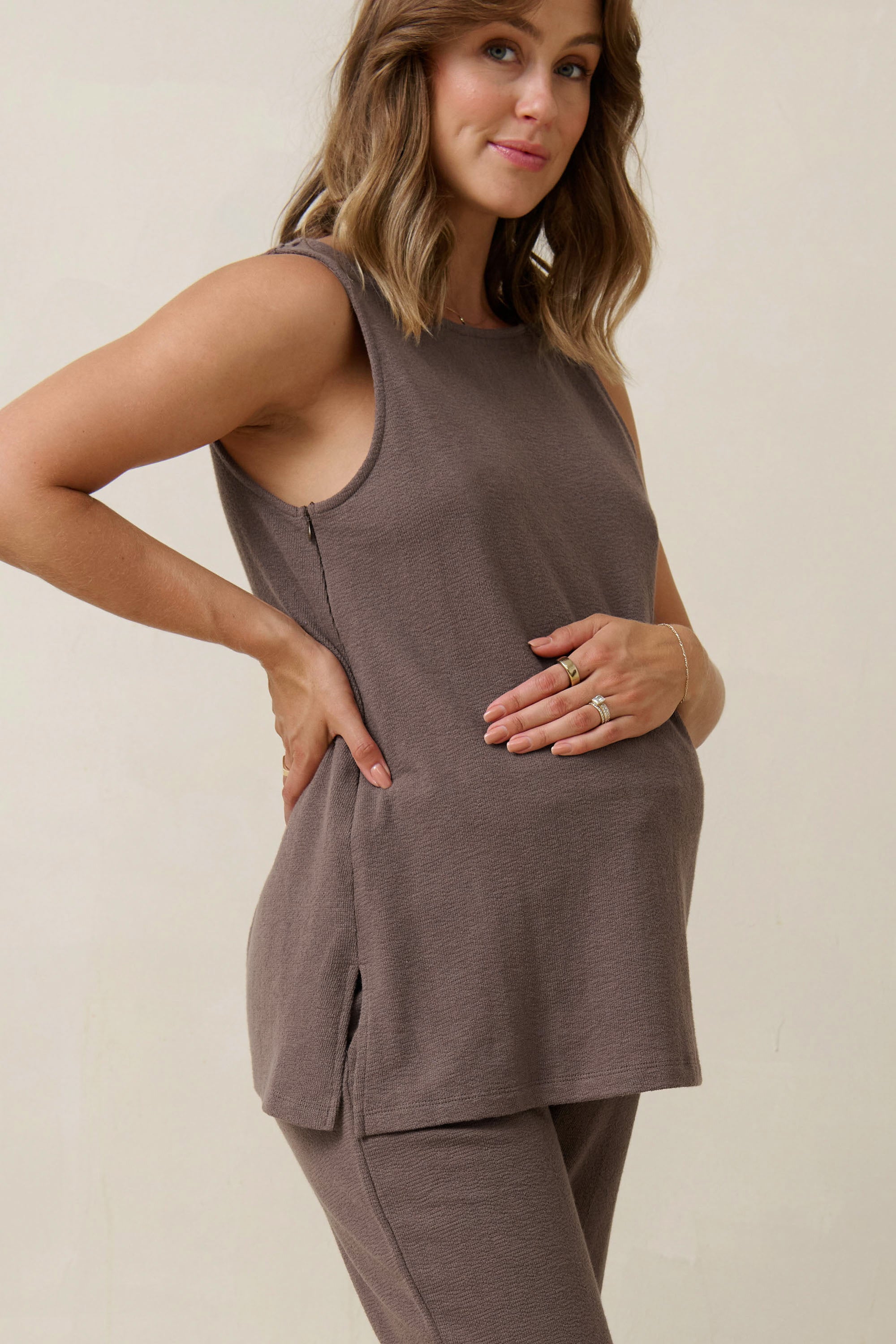 Kindred Nursing Top for Women - Soft & Comfortable Ash Brown Maternity Shirt - Perfect for Breastfeeding, Postpartum & Everyday Wear