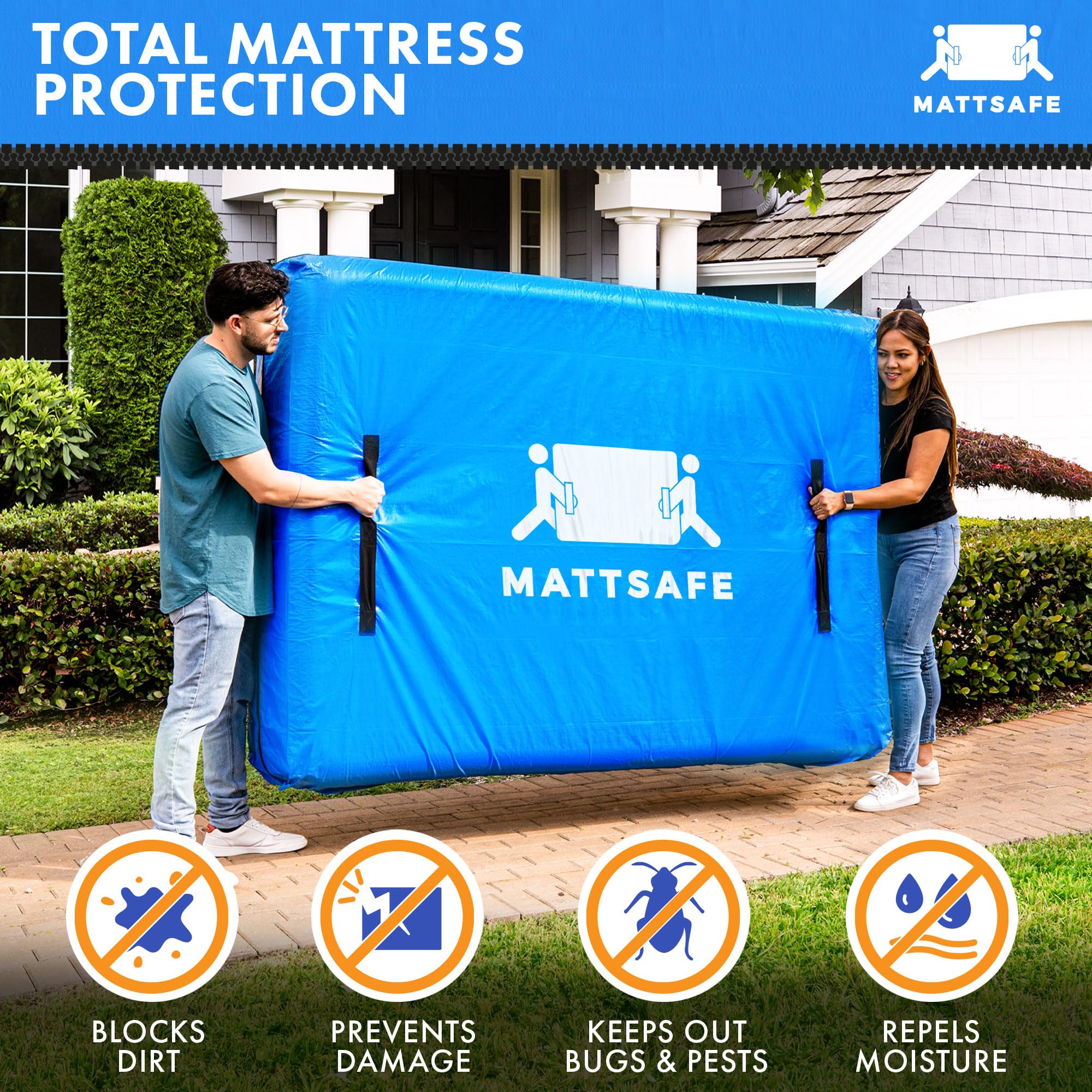 Nordic Elk Heavy Duty Queen Mattress Bags for Moving & Storage - 8 Sturdy Handles, Strong Zipper, Protective Cover | Essential Packing Supplies for Home Relocation, Dorm Move-In, and Long-Term Storage