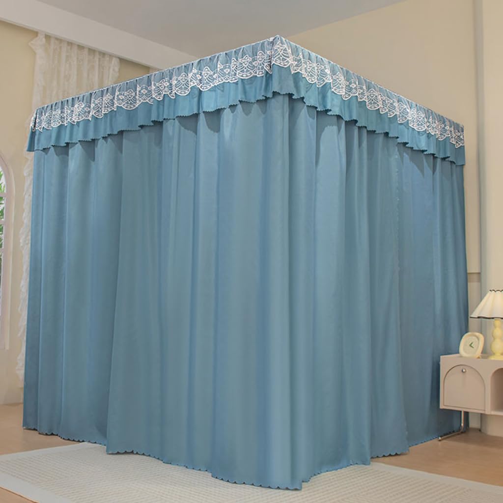 **Princess 4-Poster Bed Canopy & Mosquito Net for Girls, Adults, Kids – Light Blue California King Size – Perfect for Twin/Full/Queen/King Beds – Ideal for Bedrooms, Nurseries, and Dreamy Sleep Spaces**