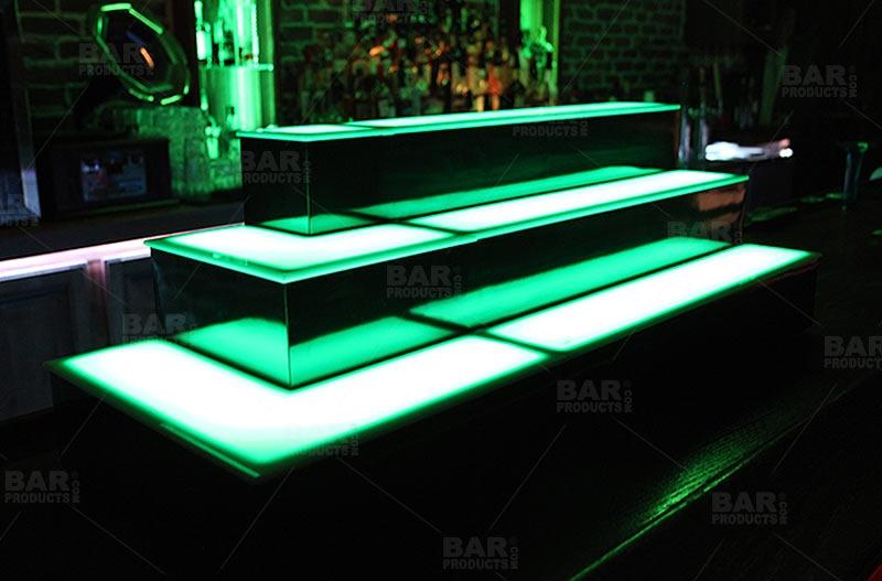 BarConic® 3-Tier Black LED Liquor Bottle Display Shelf - Corner Bar Counter Organizer for Home, Restaurants & Nightclubs | Perfect for Whiskey, Vodka & Wine Bottle Storage & Showcase