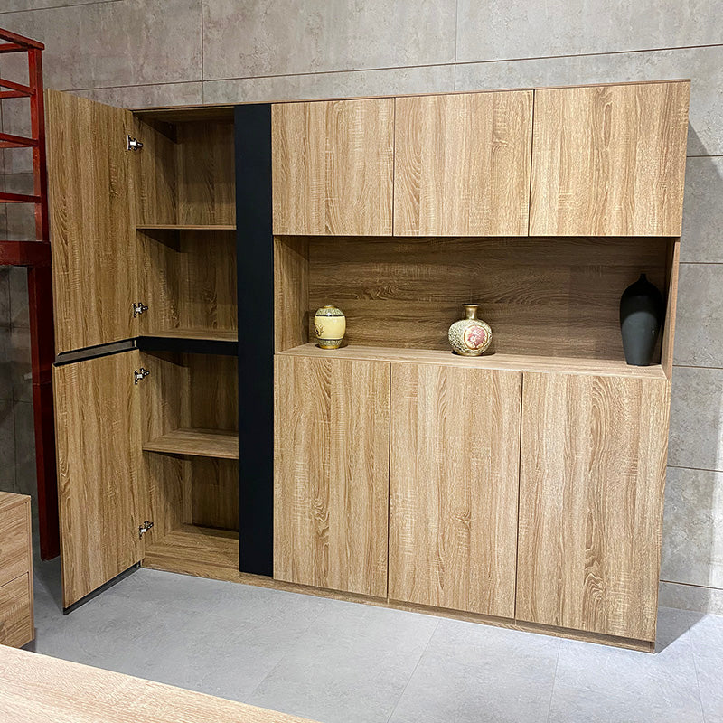 ADRIANO 218cm Light Brown Display Unit - Perfect for Living Room, Bedroom, and Office Storage Organization