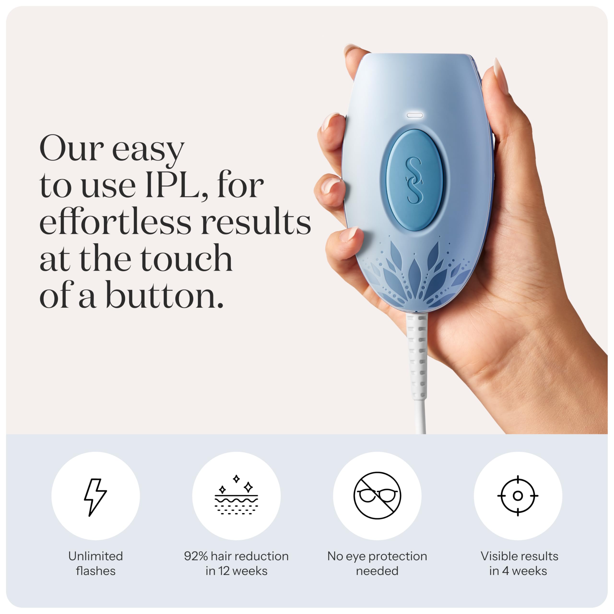 Smoothskin Pure Mini Lite Blue IPL Laser Hair Removal Device for Women & Men - Permanent Hair Removal for Body, Face, Bikini Line - Painless At-Home Hair Remover Alternative to Salon Laser Treatments - Perfect for Travel & Quick Touch-Ups