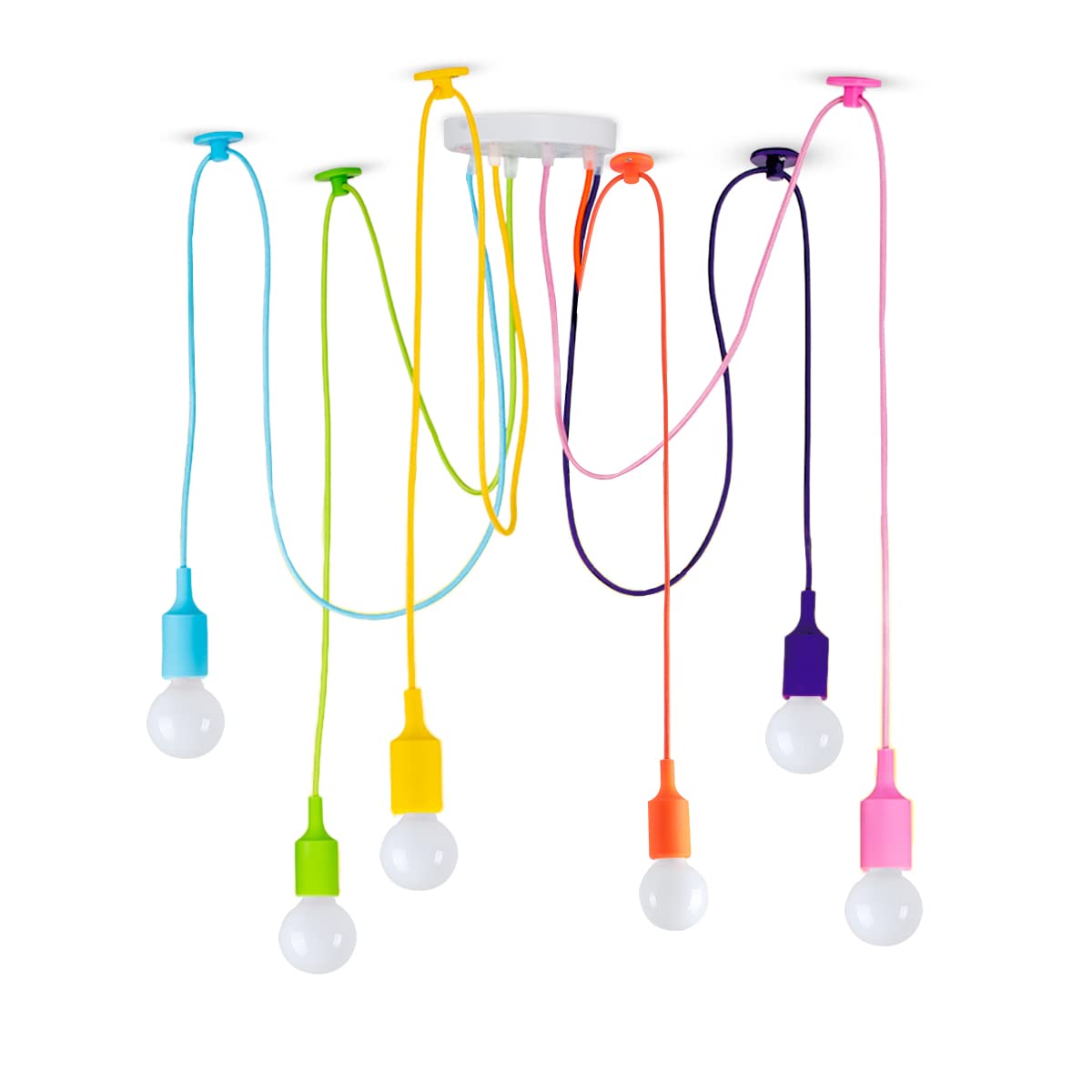 MICHALLA 6-Arm Adjustable Spider Chandelier - Colorful Kids Ceiling Light Fixture with E26/27 Base for Bedroom, Nursery, Playroom & Dining Room - Fun DIY Pendant Lighting for Boys and Girls Rooms