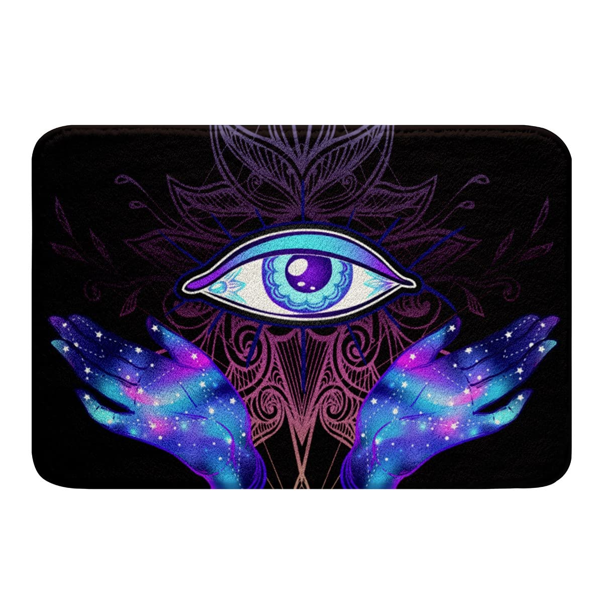 Psychedelic Bath Mats 16x24 Inches - Non-Slip Mandala Bohemian Bathroom Rugs, Trippy Hand-Woven Machine Washable Floor Mats for Bathroom, Kitchen & Bedroom Door Decor - Perfect for Spa, Yoga Rooms & Bohemian Home Decor