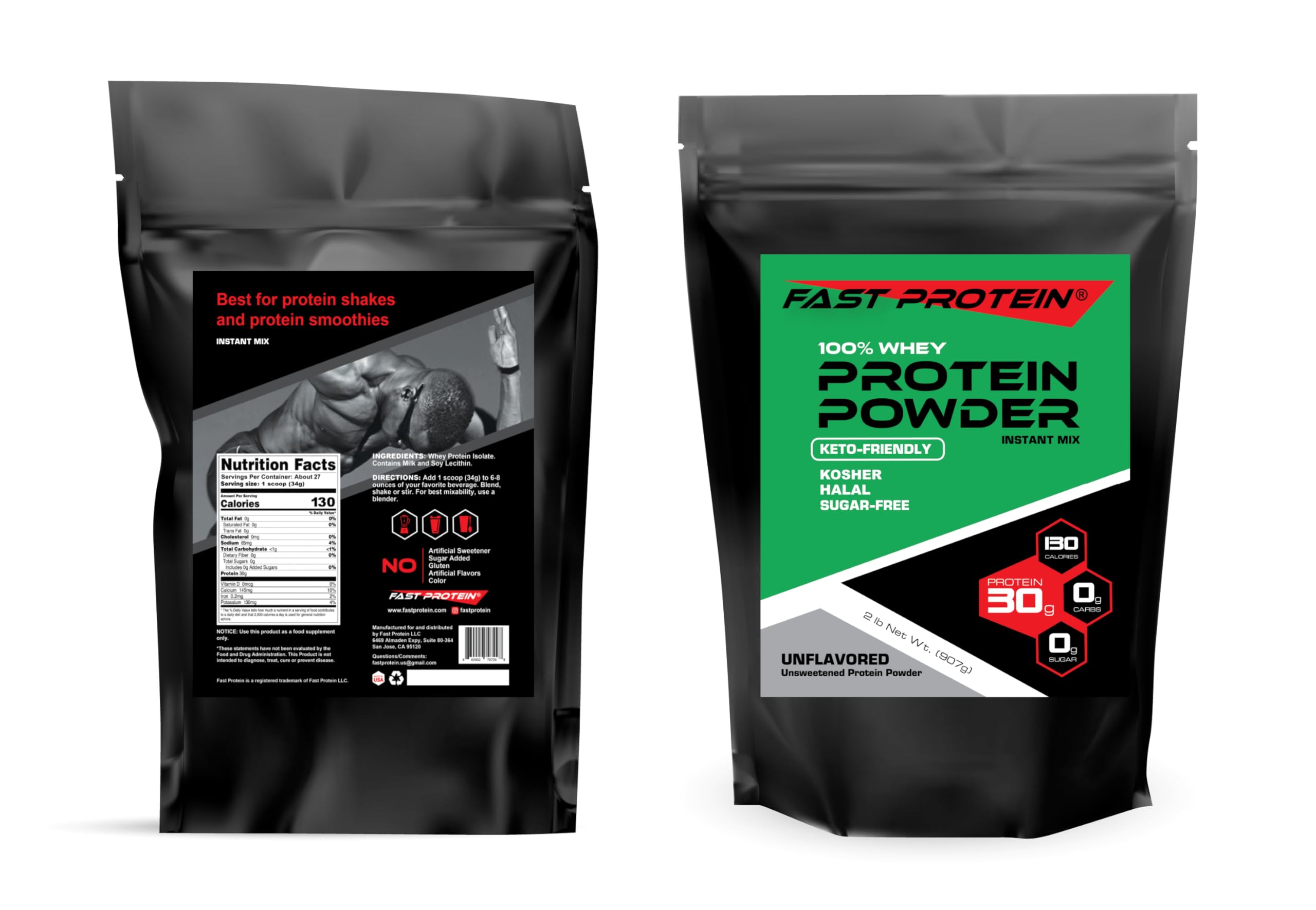 Unflavored Whey Protein Isolate Powder - 30G Protein per Serving, 2 LB (907G) - Ideal for Post-Workout Recovery, Muscle Building & Weight Management