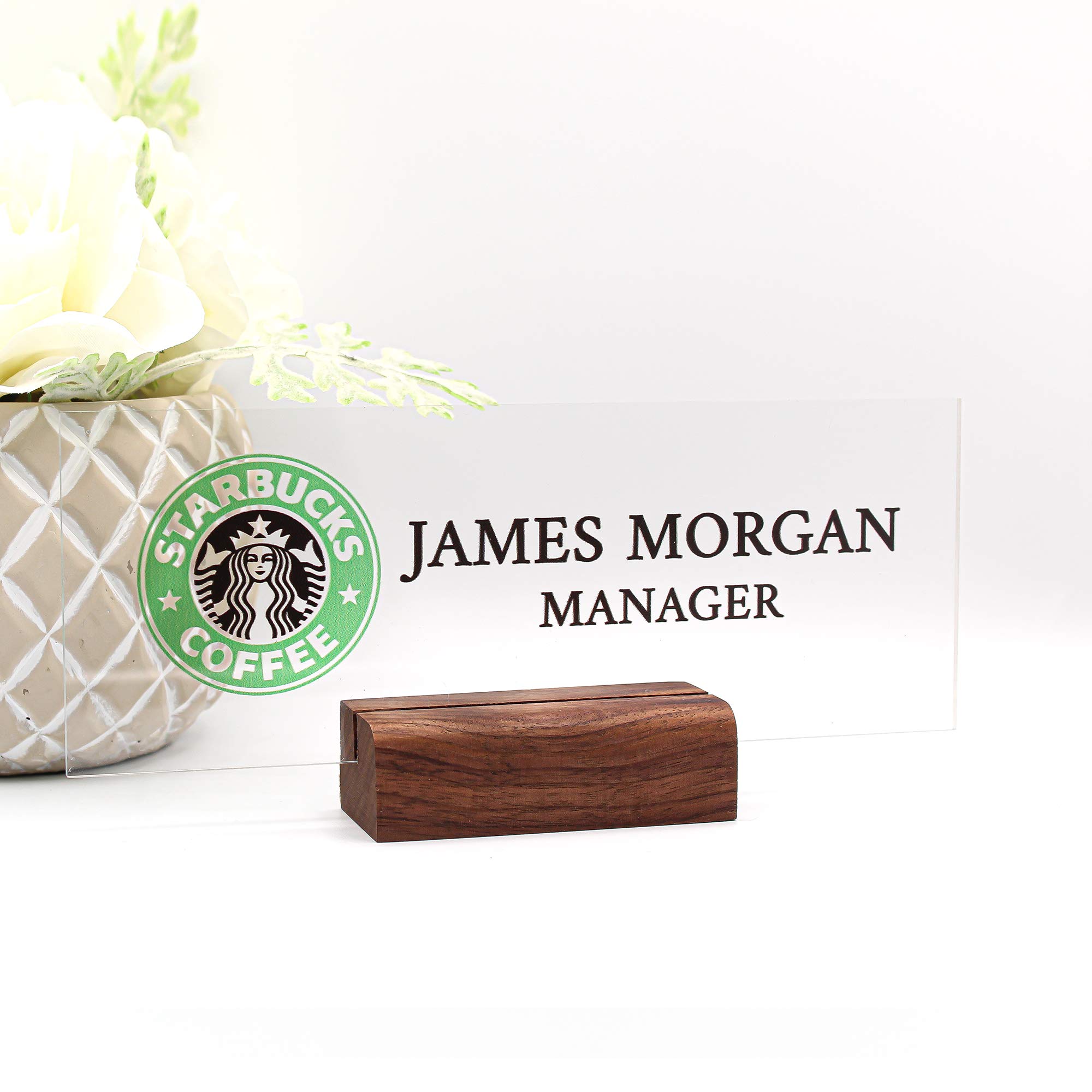 Custom Engraved Wooden Nameplate - Personalized Office Desk Decor with Logo, Unique Gift for Him & Her (8