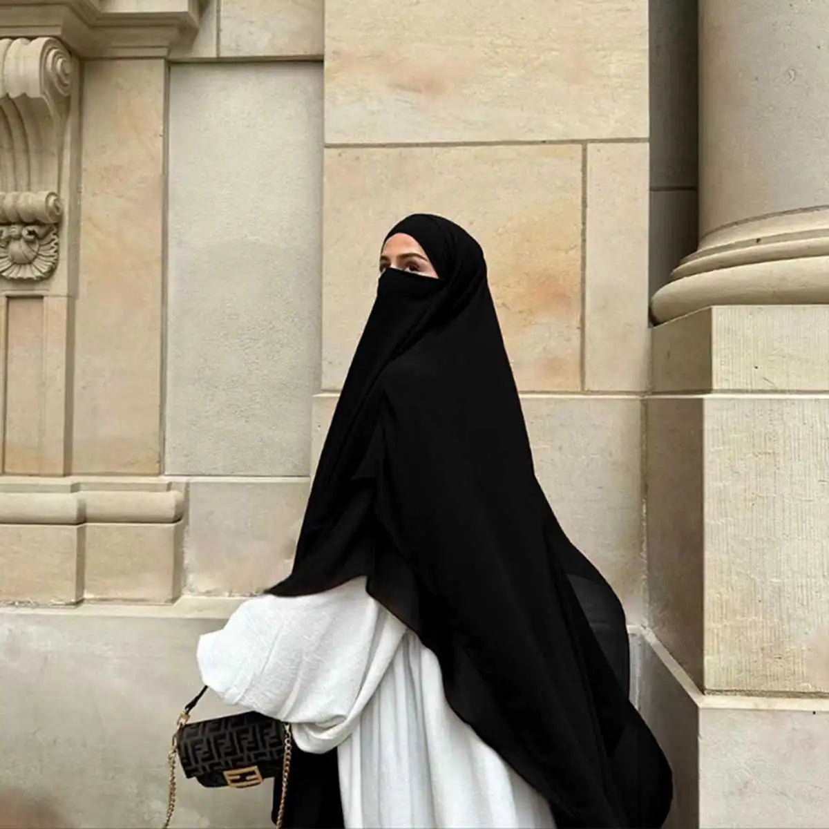 Long Niqab with Khimar Hijab - Modest Islamic Face Veil & Head Cover for Women - Perfect for Prayer, Daily Wear, and Special Occasions