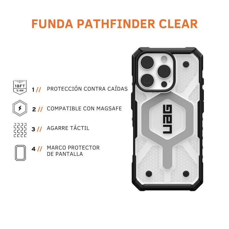 UAG Pathfinder Rugged Case for iPhone 16 Pro - Military-Grade Protection | Shockproof & Drop-Proof | Clear Back Design | Perfect for Outdoor Adventures & Daily Use