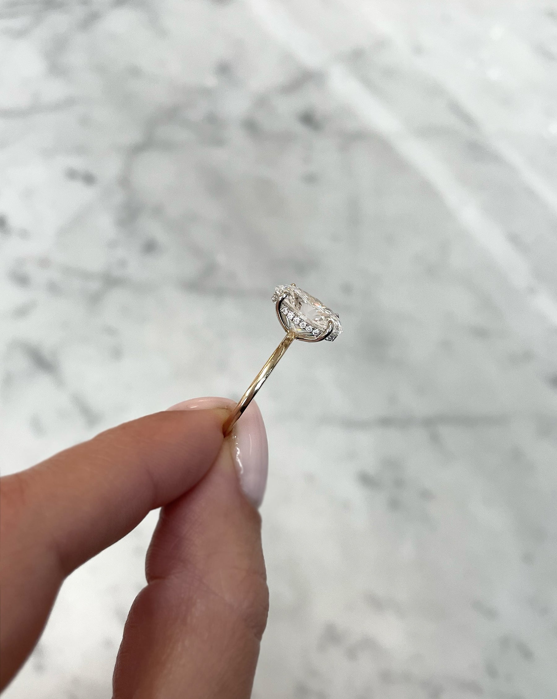 3.38 Carat Lab Grown Oval Diamond Whisper Thin® Hidden Halo Engagement Ring - Perfect for Proposals, Anniversaries & Special Occasions