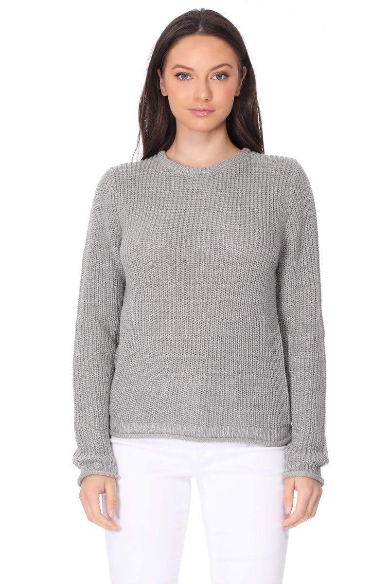 YEMAK Women's Lightweight Waffle Knit Pullover Sweater - Long Sleeve Crewneck Casual Top for Fall & Winter | Perfect for Office, Travel & Everyday Wear