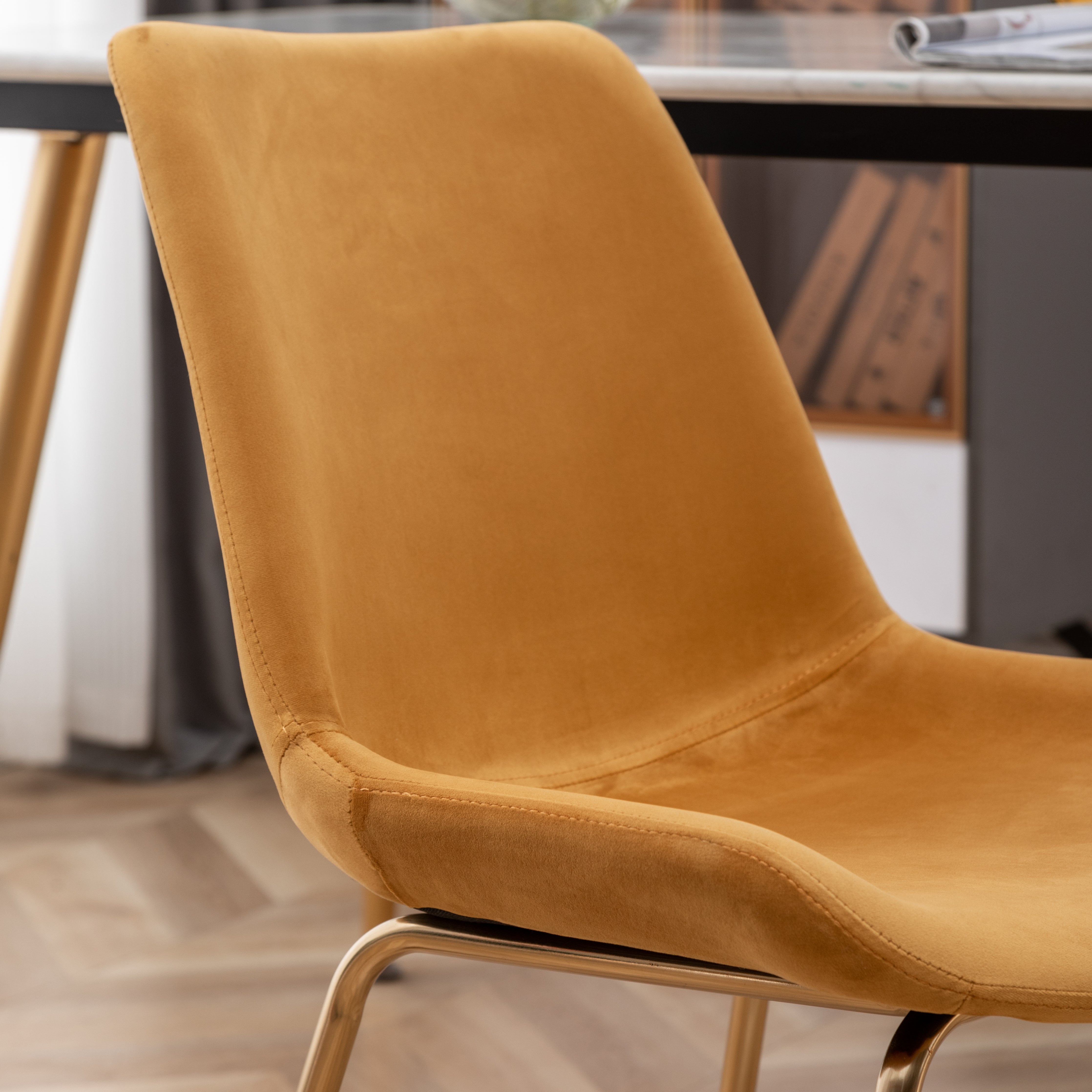 Roundhill Furniture Aufurr Modern Velvet Dining Chairs, Set of 2 - Mid-Century Style Upholstered Side Chairs for Dining Room, Kitchen, or Office