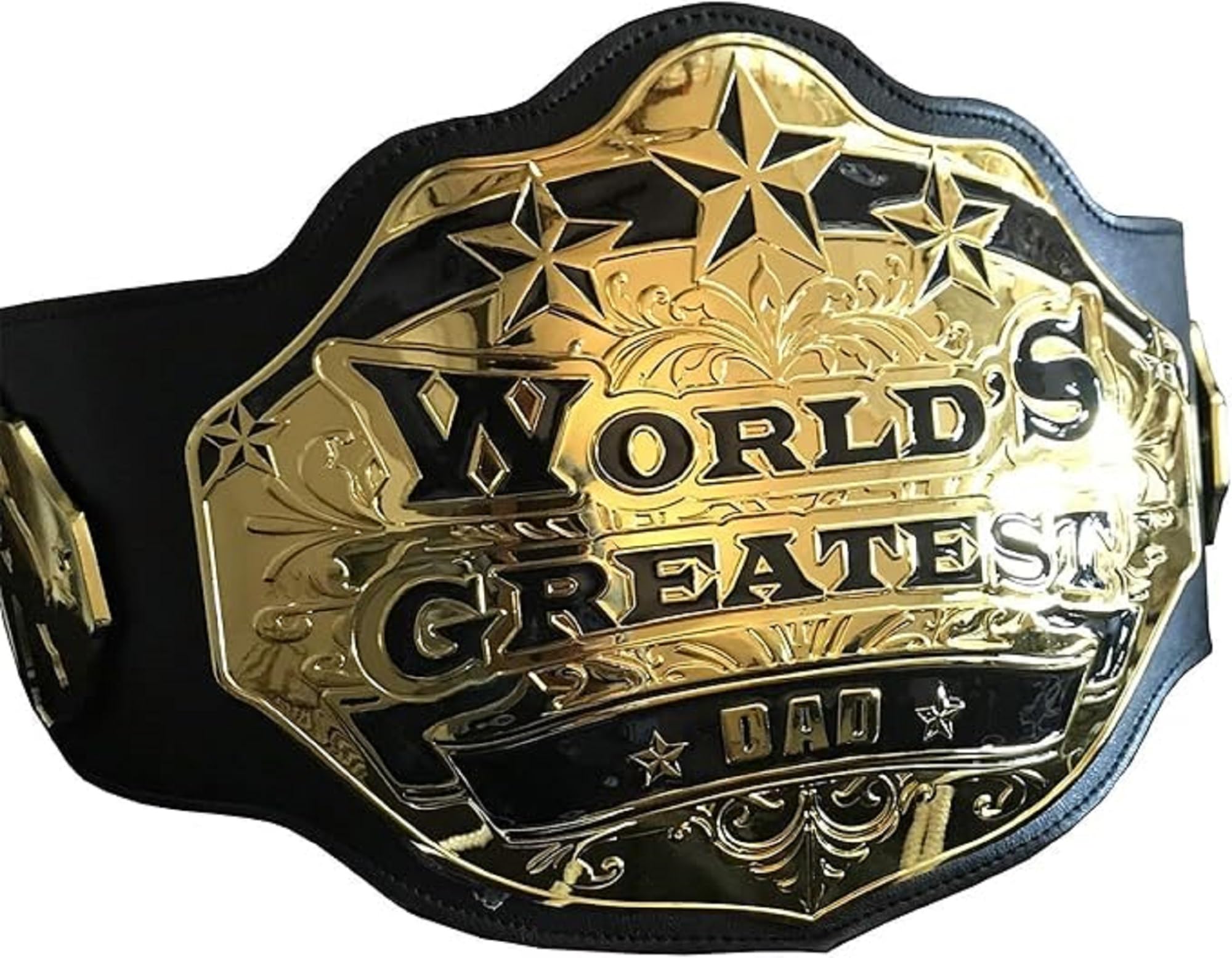 World's Greatest Dad Championship Replica Title Belt - Metallic Side Plates & Adjustable Straps - Perfect for Father's Day Gifts, Birthday Presents & Sports Fan Collectibles