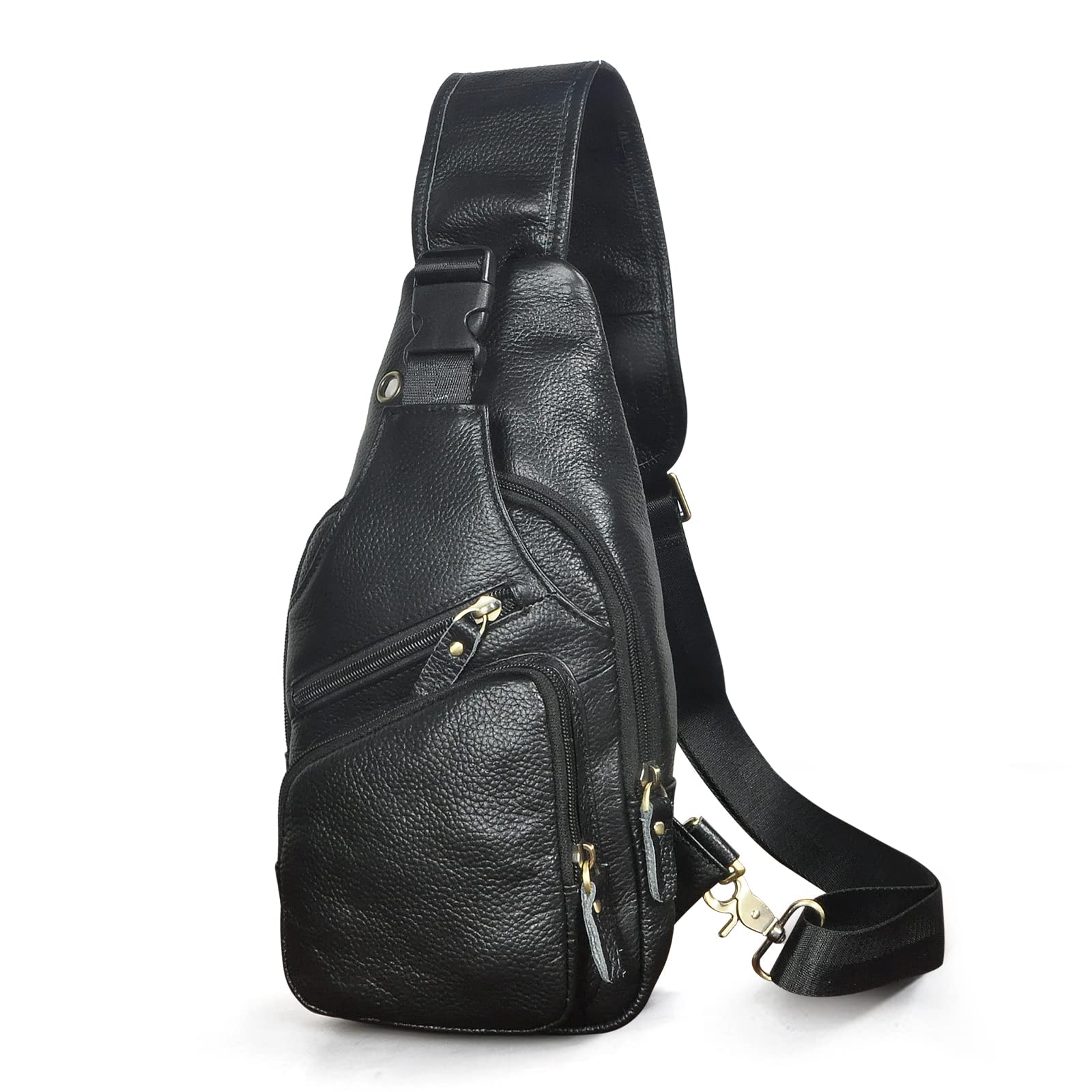 Le'aokuu Men's Leather Crossbody Sling Bag - Fashion Casual Chest Shoulder Bag for Travel, Hiking & Daily Use | Stylish Designer Messenger Bag 8015