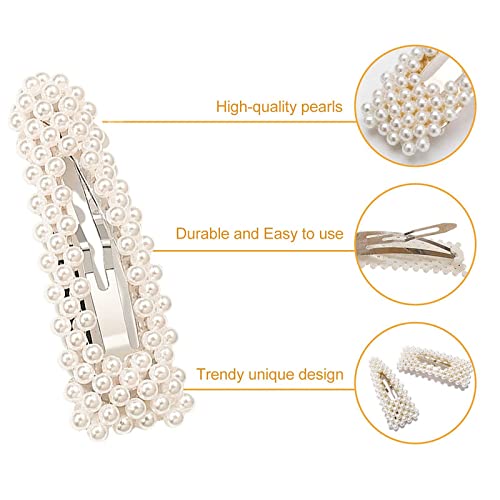 Shidara Pearl Hair Clips for Women - Large Hair Barrettes & Pins Set of 12 - Elegant Fashion Hair Accessories for Party, Wedding, Prom & Gift Giving