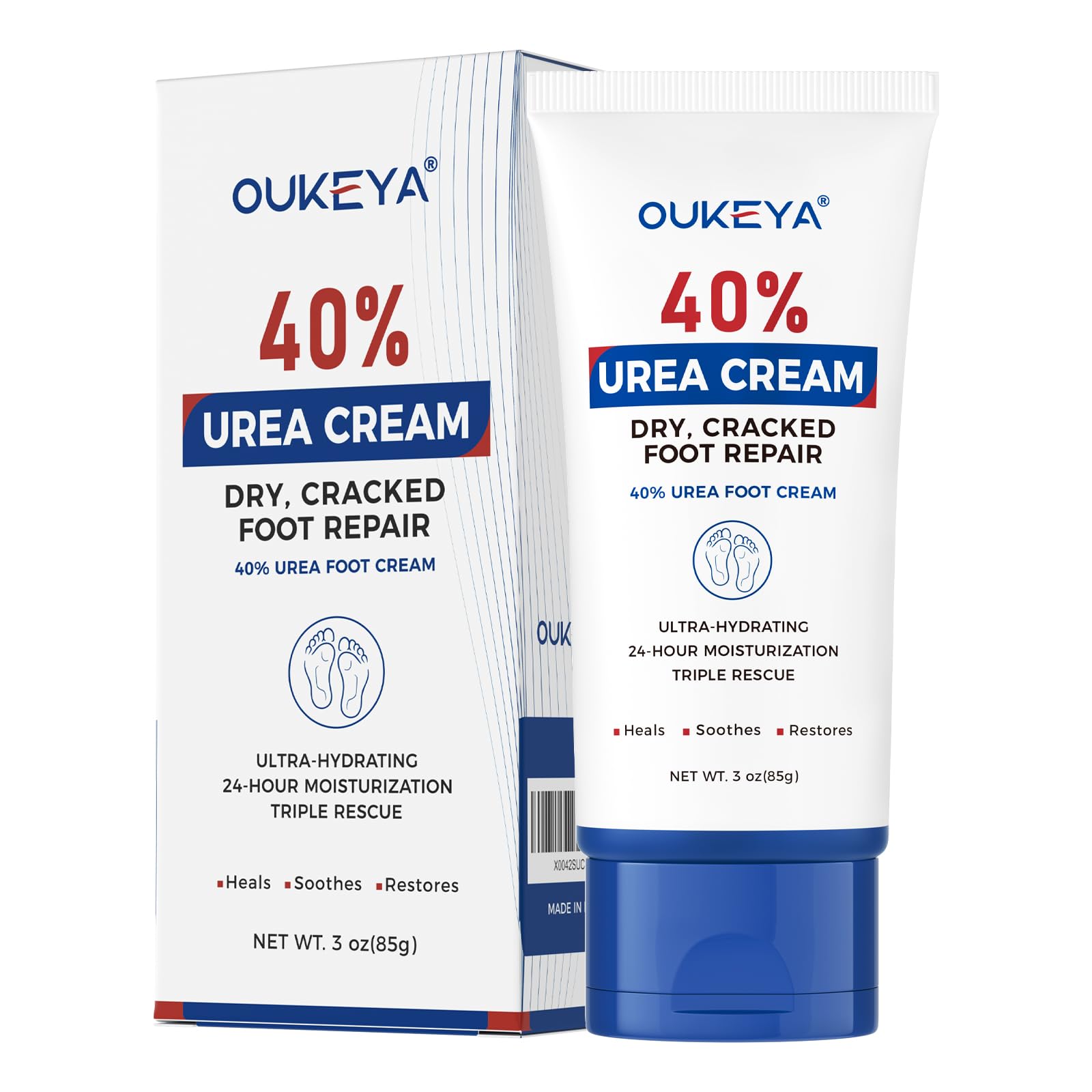 40% Urea Cream for Dry Cracked Hands & Feet - Maximum Strength Moisturizing Lotion (3 Oz Tube) - Ideal for Cracked Heels, Rough Skin & Severe Dryness Relief