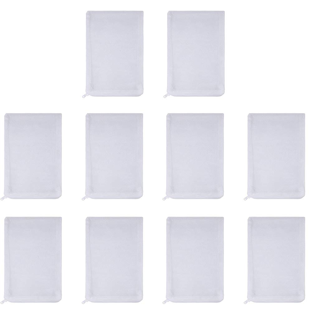 10-Pack Aquarium Filter Bags - 15x20cm White Mesh Filter Media Bags with Plastic Zipper for Fish Tank, Charcoal, Pellet Carbon & Filter Balls | Perfect for Freshwater & Saltwater Aquariums, Pond Filtration & Hydroponic Systems