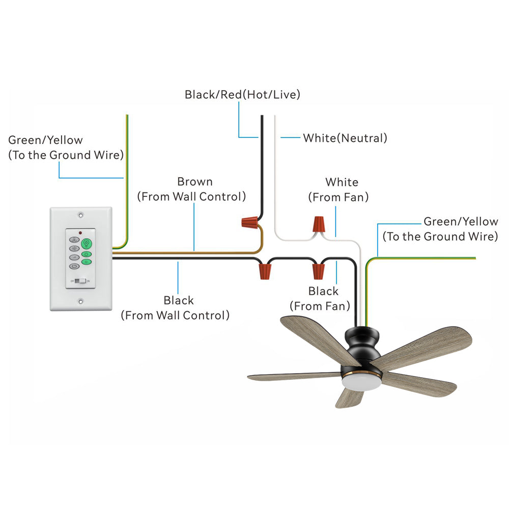 Kaze II 48 Inch Low Profile Outdoor Smart Ceiling Fan with LED Light and Remote Control - Perfect for Patio, Deck, and Covered Porch Cooling