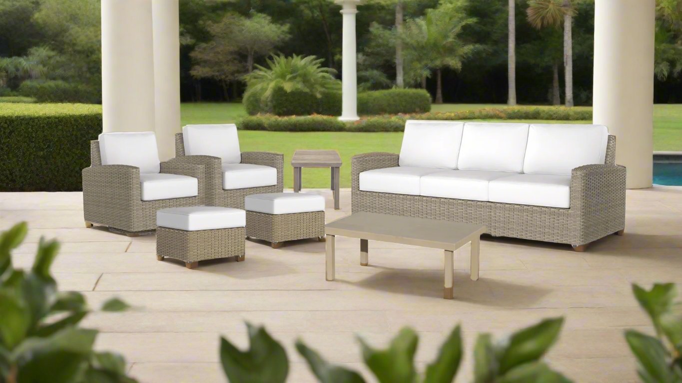 Biscayne 3-Piece Outdoor Sofa and Swivel Rocker Chairs Set by Phisco - Patio Furniture for Garden, Poolside & Backyard Relaxation