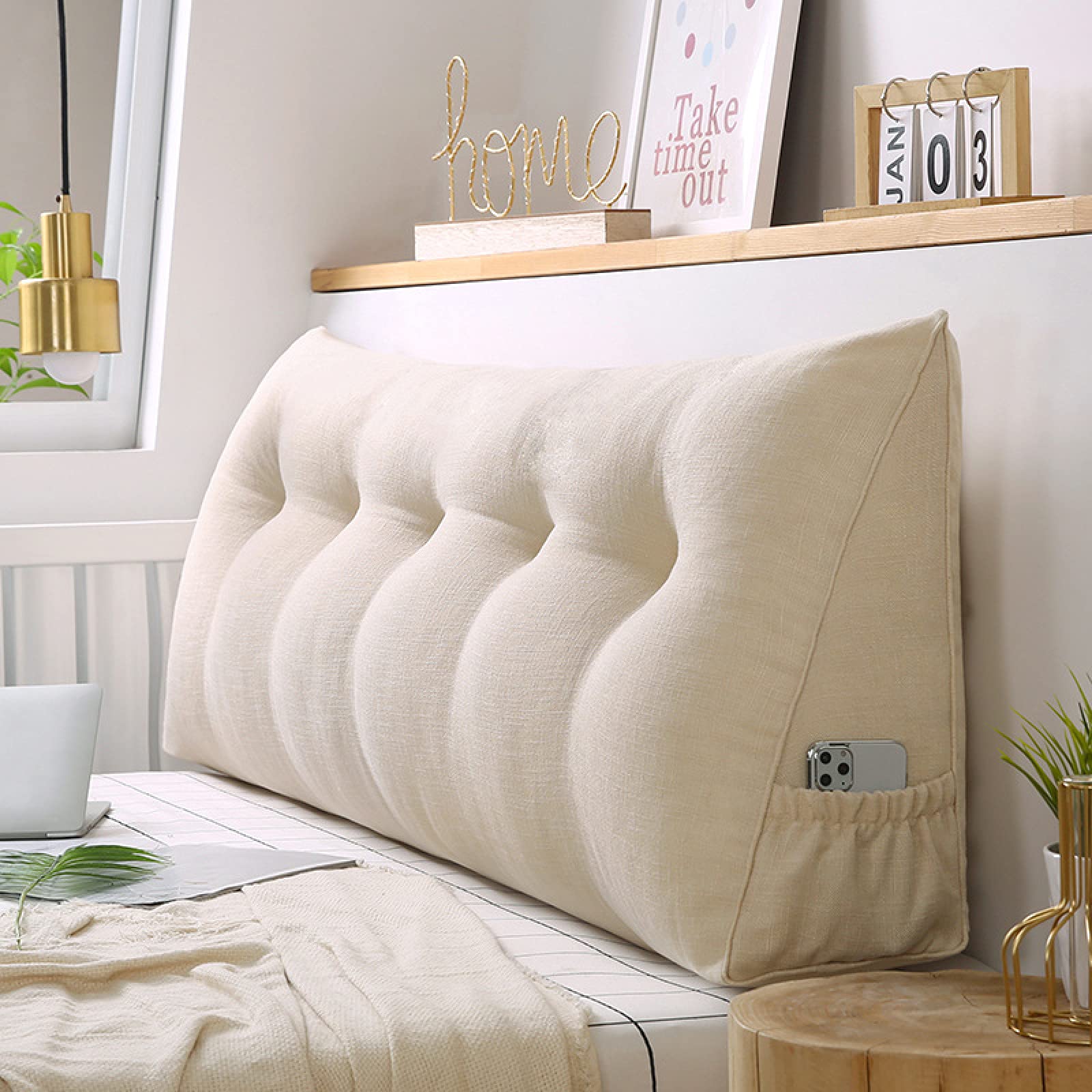 Padded Cushion Headboard & Daybed Bolsters - 59x20 Inch Wedge Pillow for Back Support, Lumbar Comfort & Reading in Bed - Perfect for Daybeds, Big Beds & Backrests (Y-59x20in)