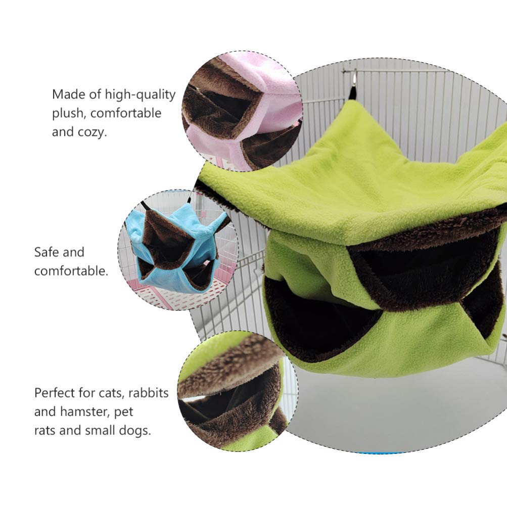 Balacoo 3-Piece Hamster Bed Set - Hanging Hammock, Nest & Swing for Small Animals (Blue Green) | Cozy Sleeping House for Hamsters, Chinchillas & Dwarf Rabbits | Perfect for Cages, Playpens & Pet Travel