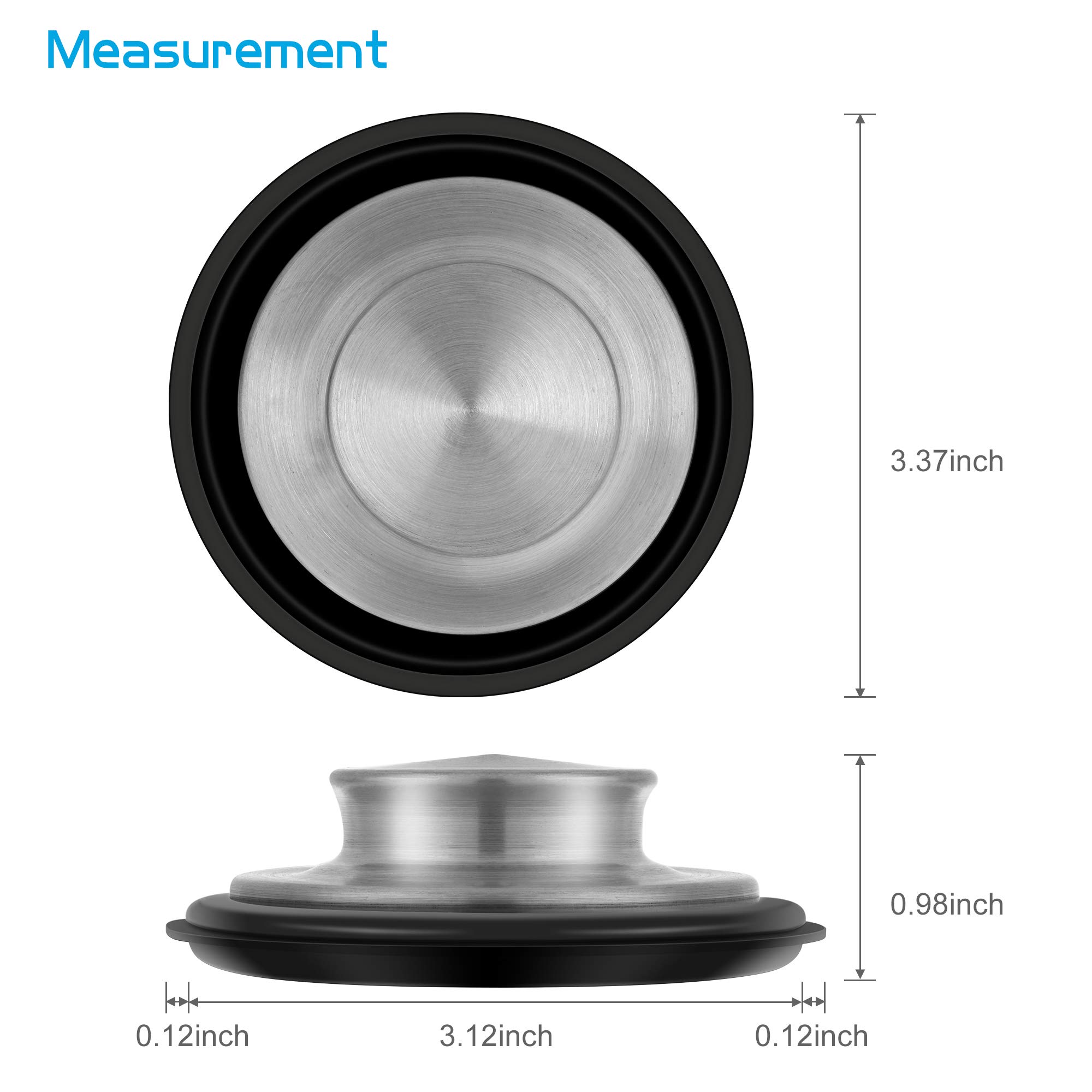 Stainless Steel Kitchen Sink Stopper (2 Pack) - 3 3/8 Inch Garbage Disposal Plug Fits Standard 3.5 Inch Drain - Durable Rustproof Sink Cover for Smooth Draining | Perfect for Kitchen, Bathroom & Utility Sinks