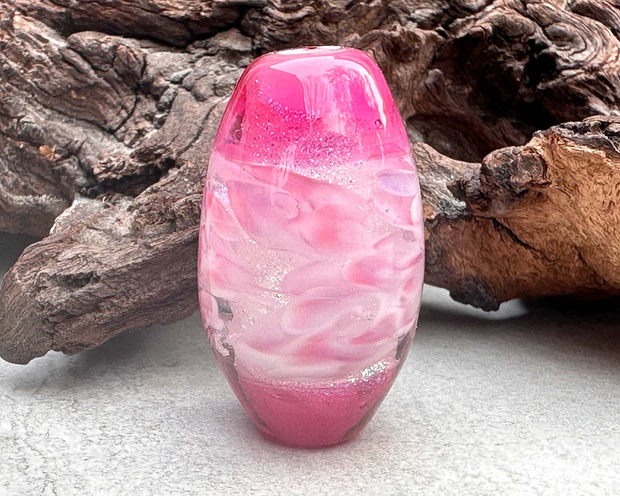 Pink Dichroic Rose Floral Lampwork Glass Focal Bead for Jewelry Making - Handmade SRA Bead for Necklaces, Bracelets & DIY Craft Projects