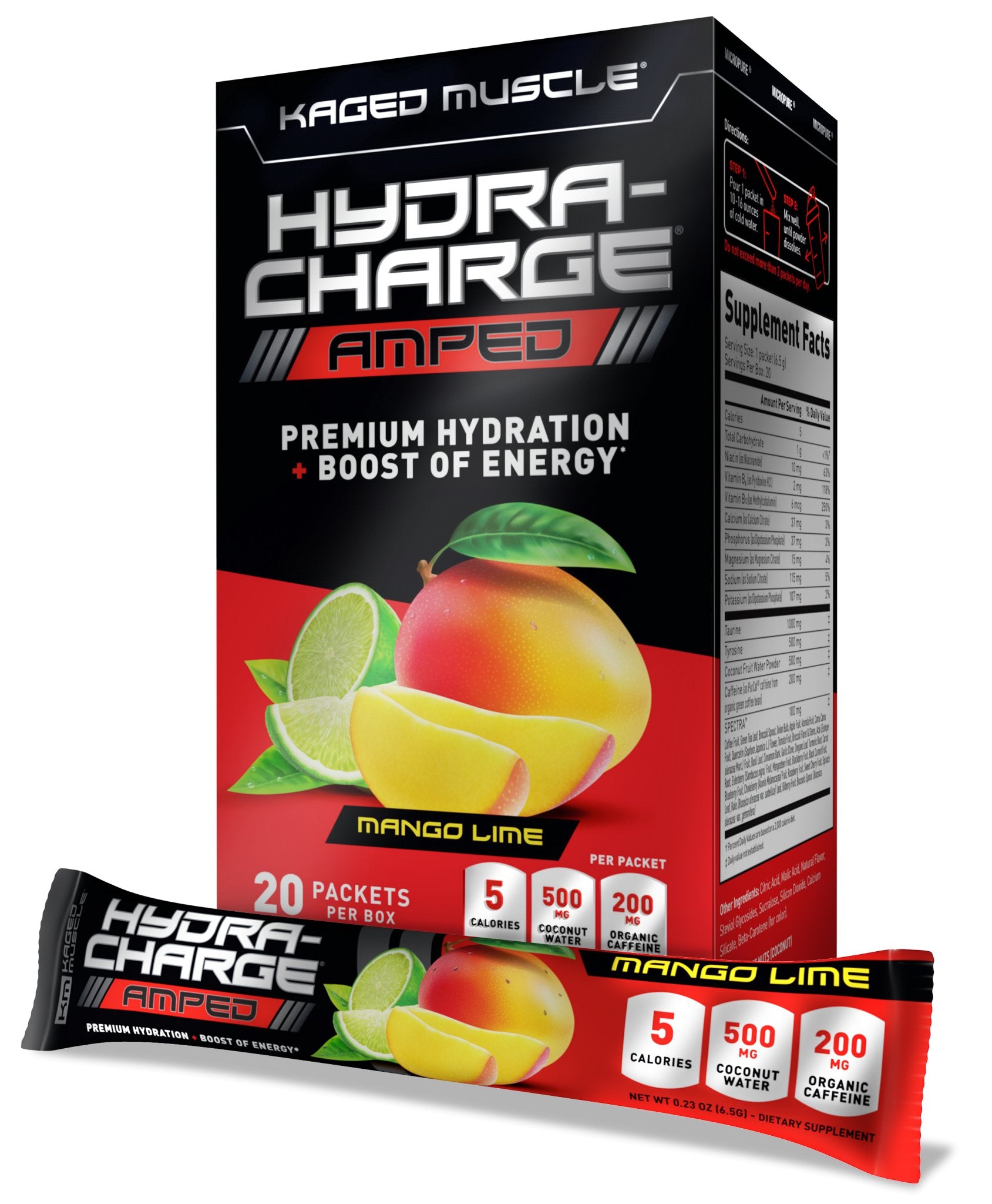 Kaged Hydra Charge AMPED Electrolyte Powder - Premium Hydration Supplement for Athletes & Fitness Enthusiasts | Post-Workout Recovery & Daily Hydration Support