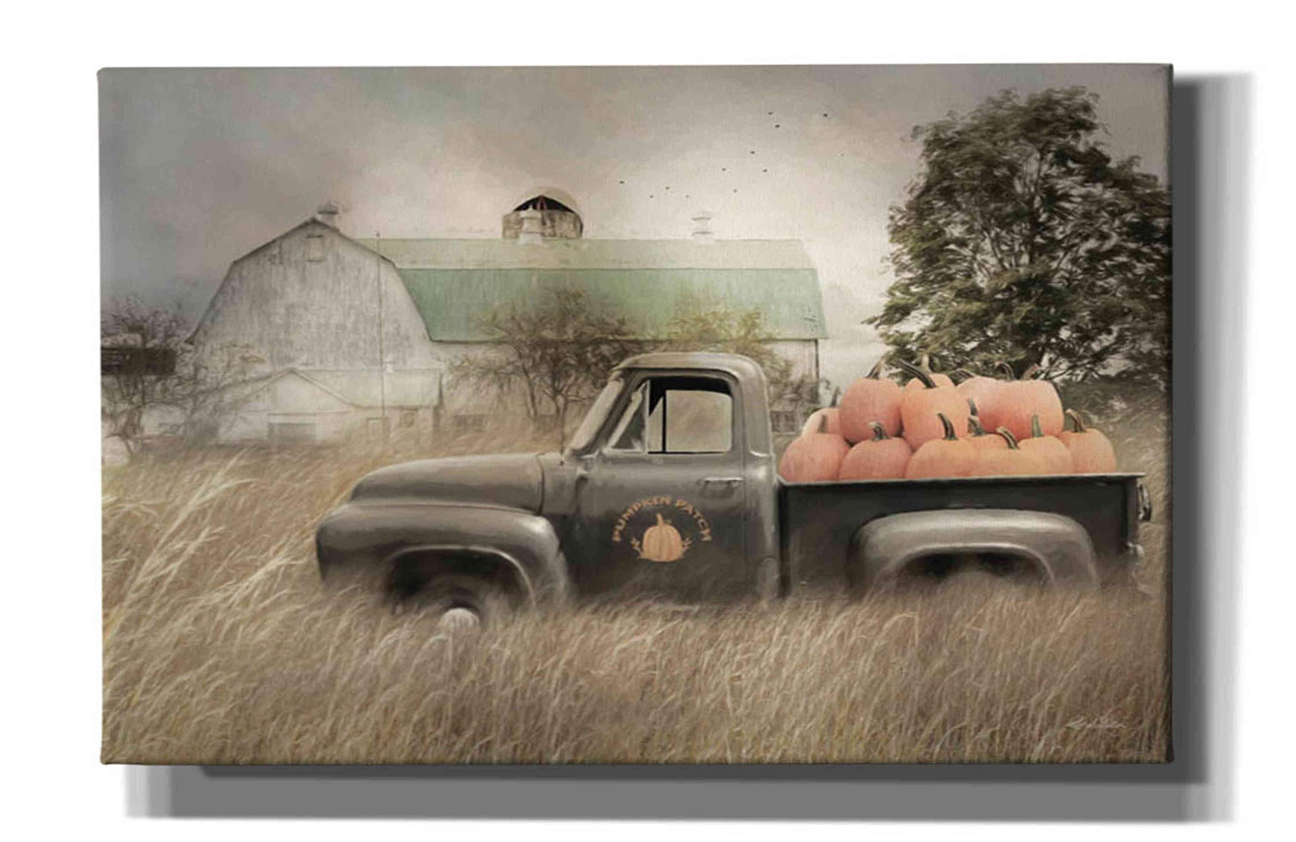 Epic Graffiti 'Happy Harvest Truck' by Lori Deiter - 40x26 Inch Canvas Wall Art for Living Room, Bedroom & Office Decor - Vibrant Farmhouse Painting for Home & Gift