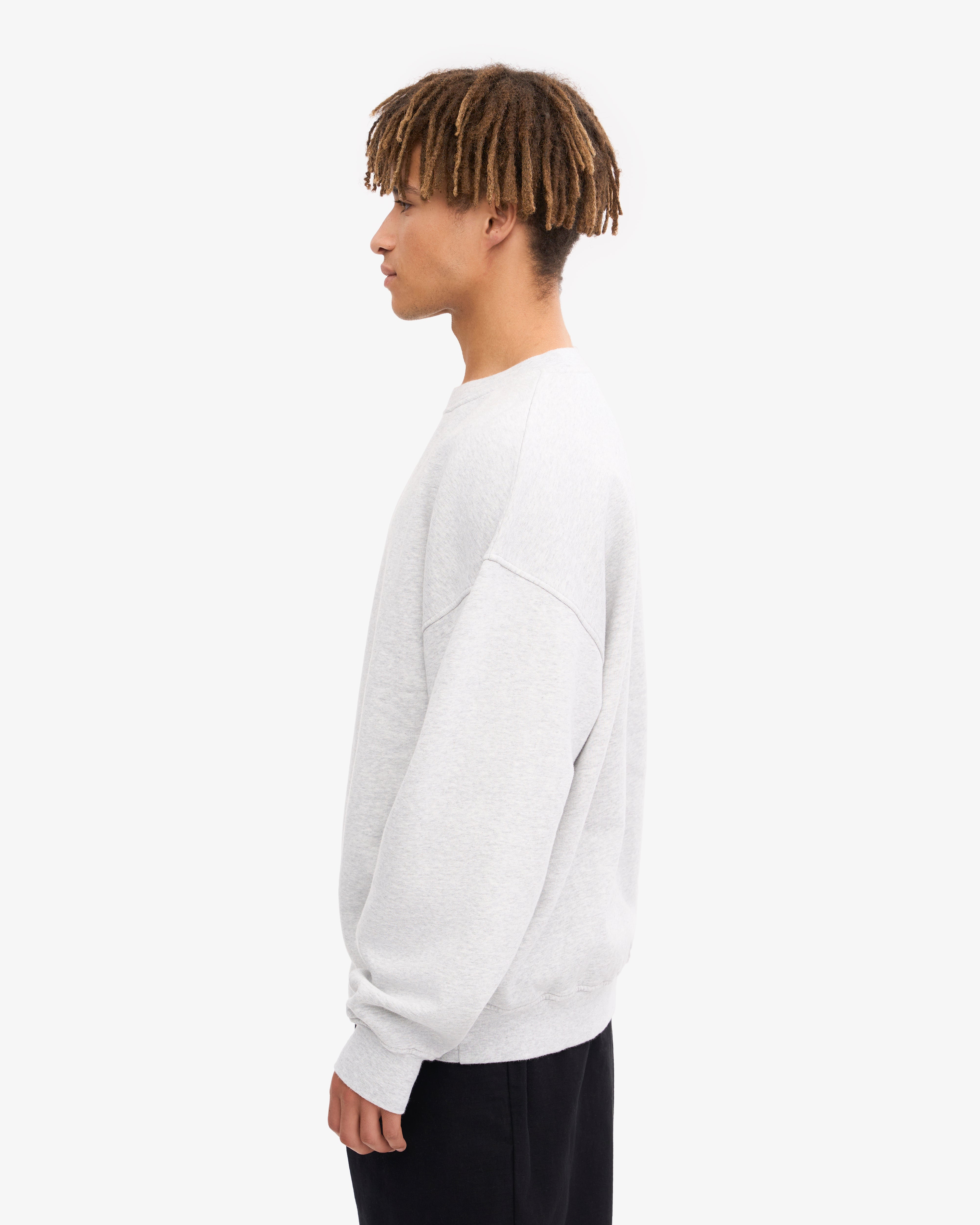 Organic Oversized Crewneck Sweatshirt - Soft Snow Melange Pullover for Women & Men - Cozy Winter Loungewear & Casual Streetwear
