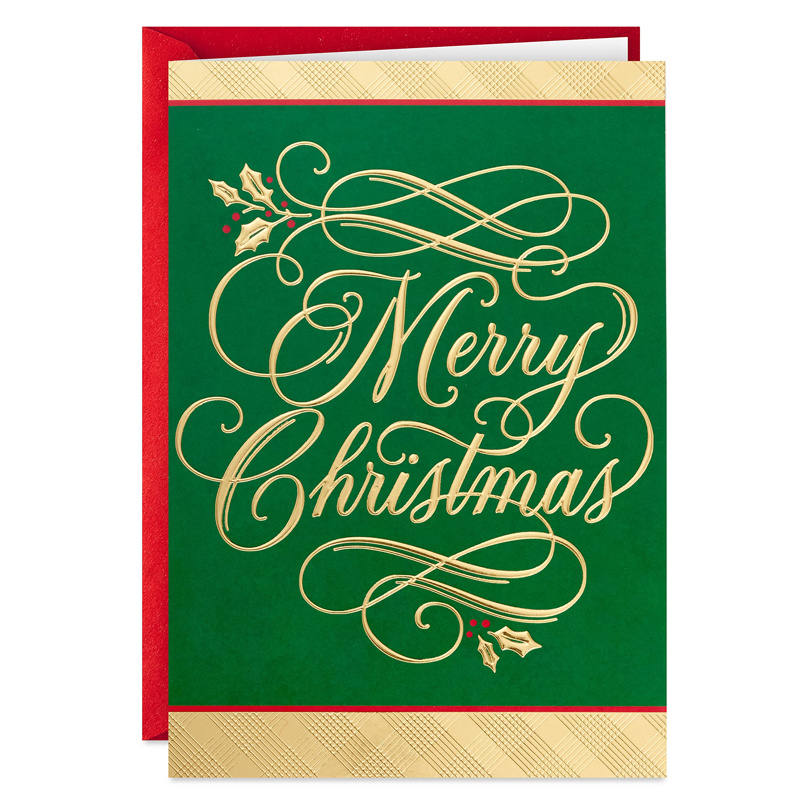 Hallmark Boxed Christmas Cards - 40 Green and Gold Holiday Greeting Cards with Envelopes | Perfect for Family, Friends & Office Holiday Wishes