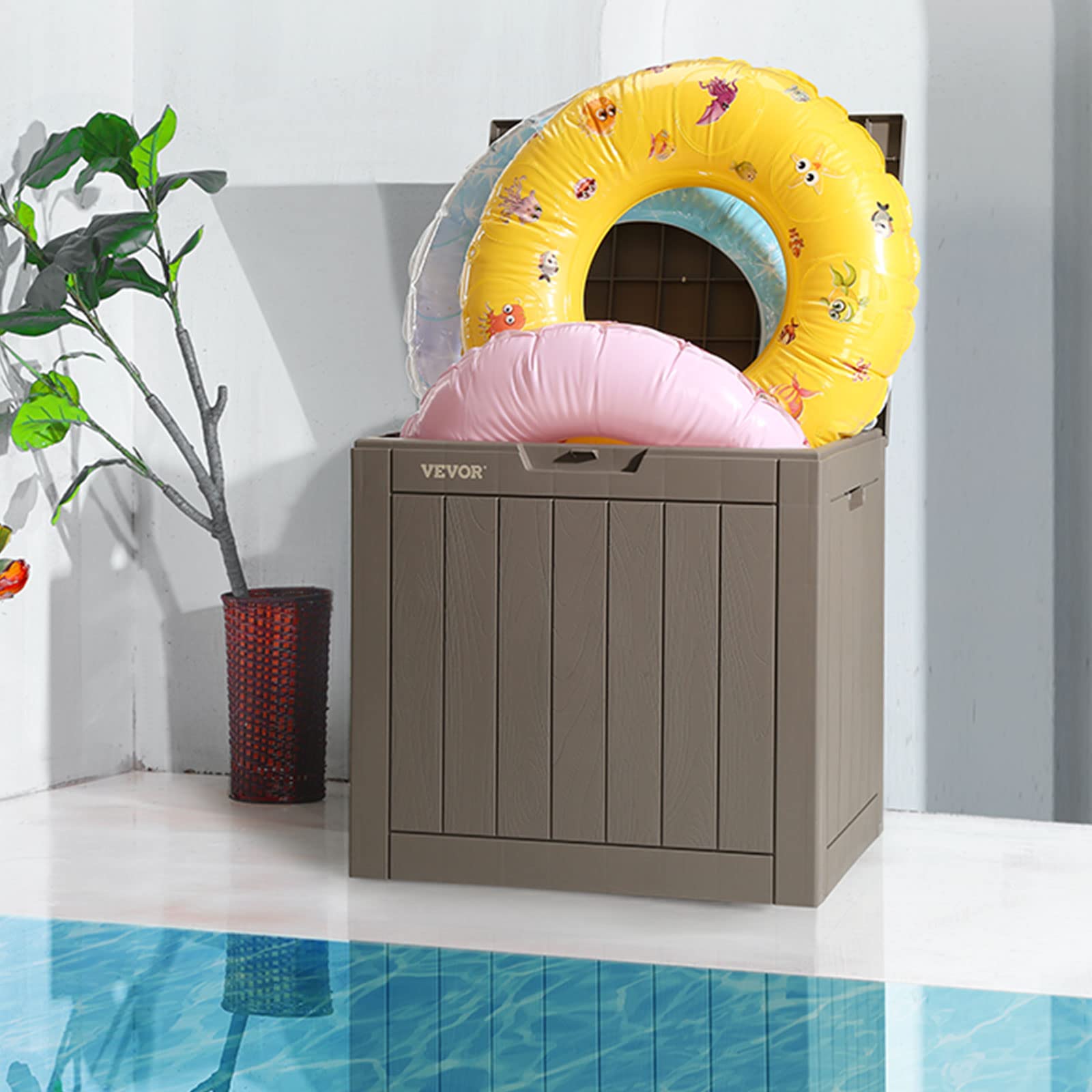 VEVOR 31 Gallon Waterproof Deck Storage Box - 22.1