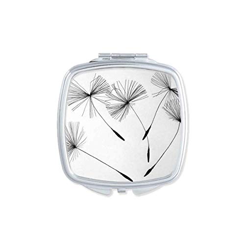 DIYthinker Black Grey White Dandelion Mirror - Portable Compact Pocket Makeup Mirror with Double Sided Glass for Travel, Home, and On-the-Go Touch Ups