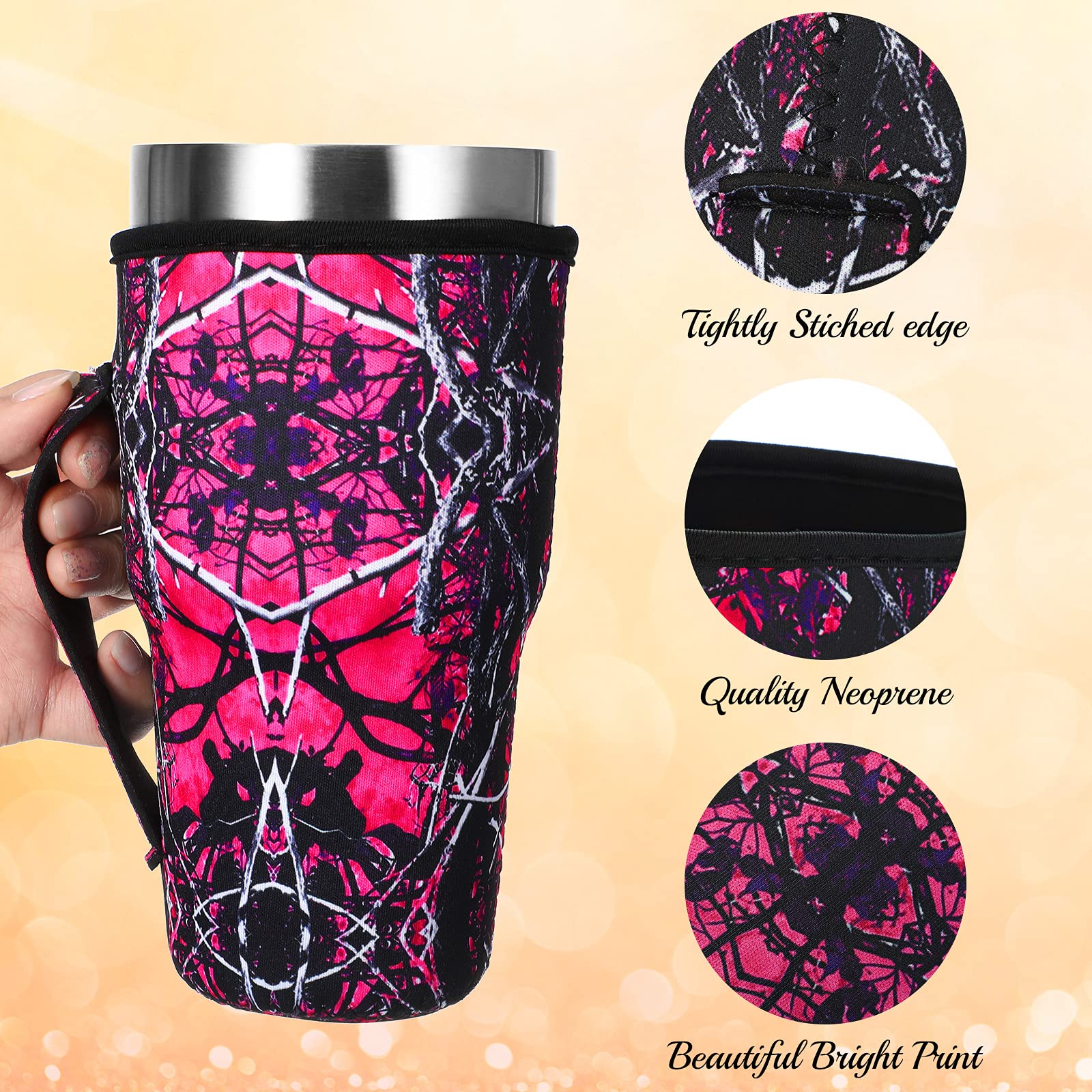 24-Pack Reusable Neoprene Coffee Cup Sleeves for 30-32 oz Tumblers - Insulated Cold & Hot Drink Holders with Handle for Iced Coffee, Smoothies, and Beverages - Perfect for Office, Travel, and Outdoor Use
