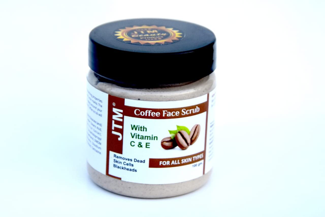 JTM Coffee Face & Body Scrub - Exfoliating Tan Removal Moisturizer for Skin Whitening & Brightening (100ml, Pack of 2) - Perfect for Daily Skincare Routine & Spa Treatment at Home