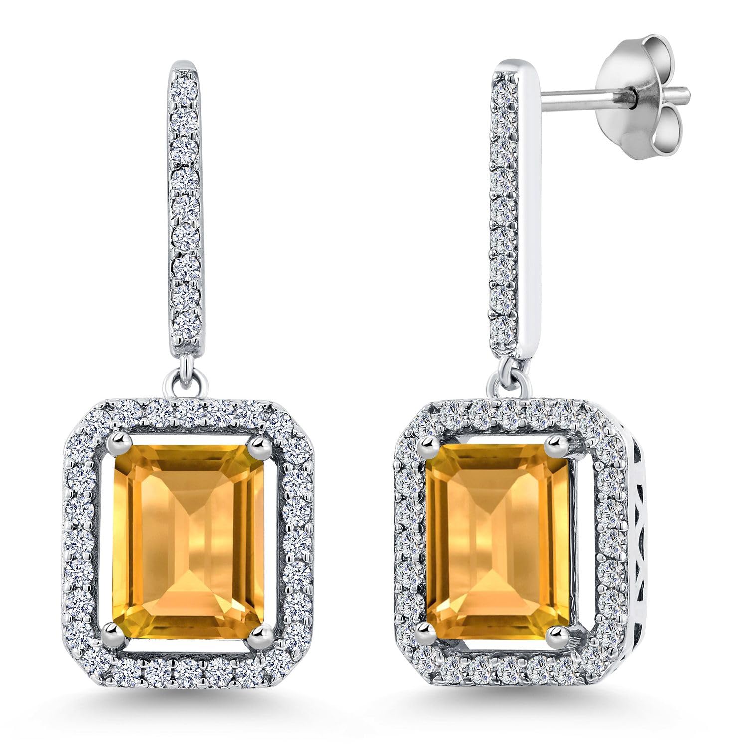 Gem Stone King 925 Sterling Silver Emerald Cut 9X7MM Birthstone Drop Dangle Earrings for Women | Perfect Gift for Birthday, Anniversary & Special Occasions | Elegant Jewelry for Parties, Weddings & Everyday Wear