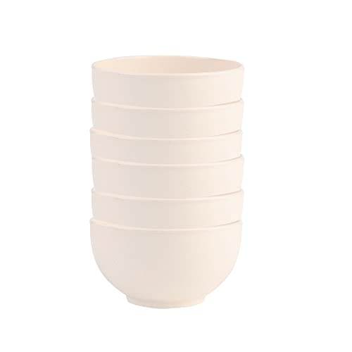 Unbreakable Kids Cereal Bowls Set of 6 - Lightweight Microwave & Dishwasher Safe Rice & Soup Bowls for Children (5.1 x 2.2 Inch, 11.2 oz, Beige) - Perfect for Breakfast, Snacks & Meals at Home or School