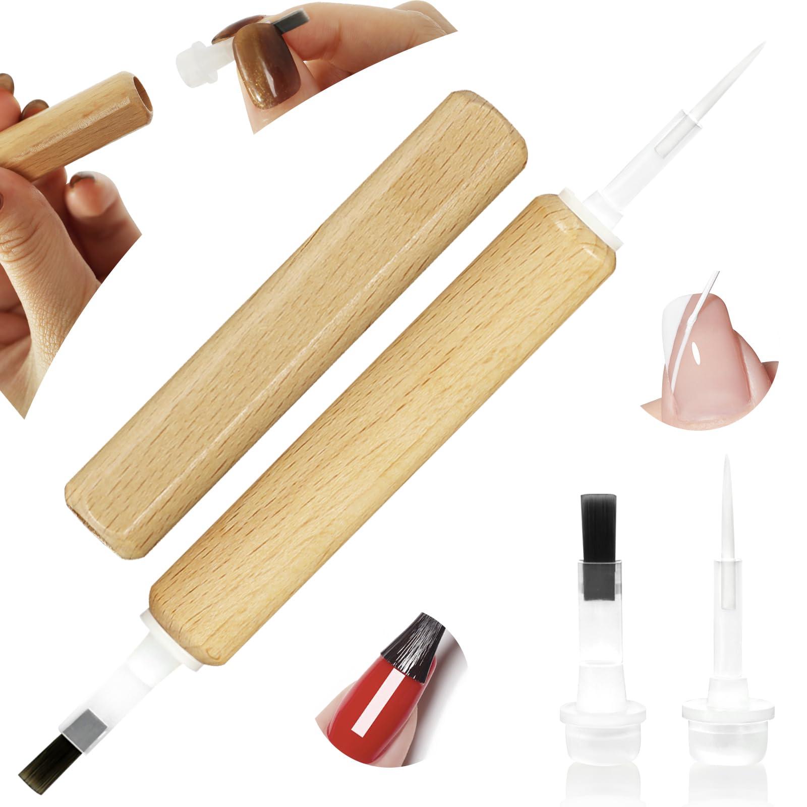 Professional Dual-Ended Nail Art Brush Kit - 25 Flat & 25 Pointed Brushes for Dip Powder, Acrylic Nails & Base Coat | DIY Manicure & Salon Use | Perfect for Nail Extensions, French Tips & Detailed Nail Designs
