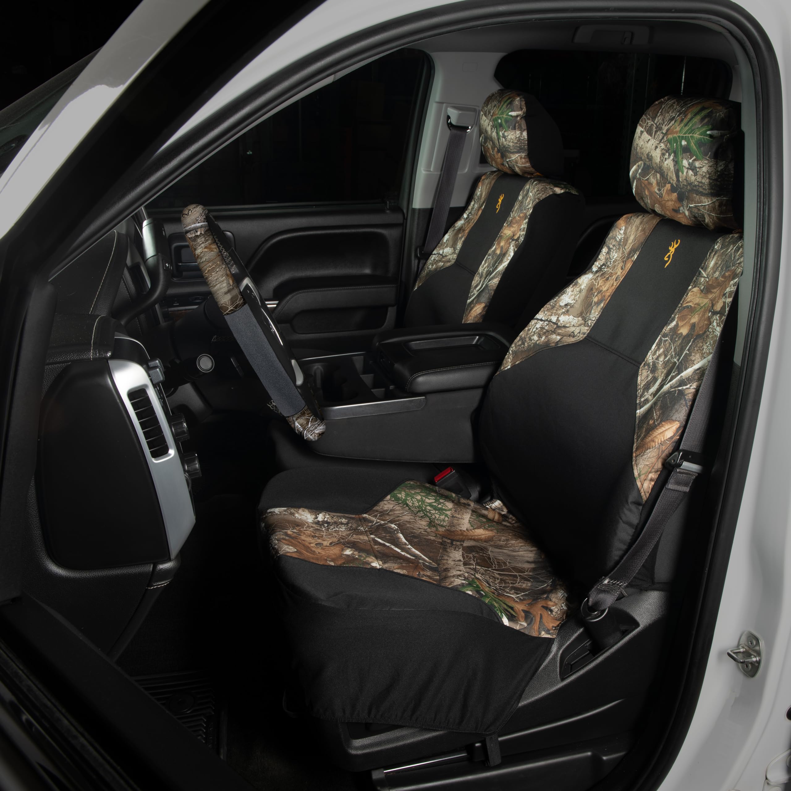 Browning Universal Low Back & Bench Seat Covers - Waterproof & Dirt Resistant Car, Truck, SUV Seat Protectors - Realtree Edge Camo (Excursion) - Perfect for Hunting, Camping & Outdoor Adventures - Low Back Single Seat Cover
