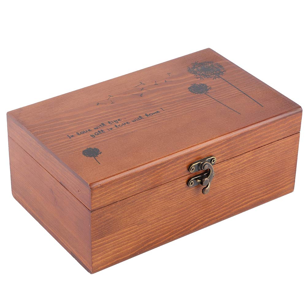Vintage Wooden Sewing Box Organizer - DIY Sewing Tools Storage Box with Needle & Thread Compartments - Solid Wood Multifunctional Craft Box for Home (Dandelion Design) | Perfect for Quilting, Embroidery & Sewing Projects